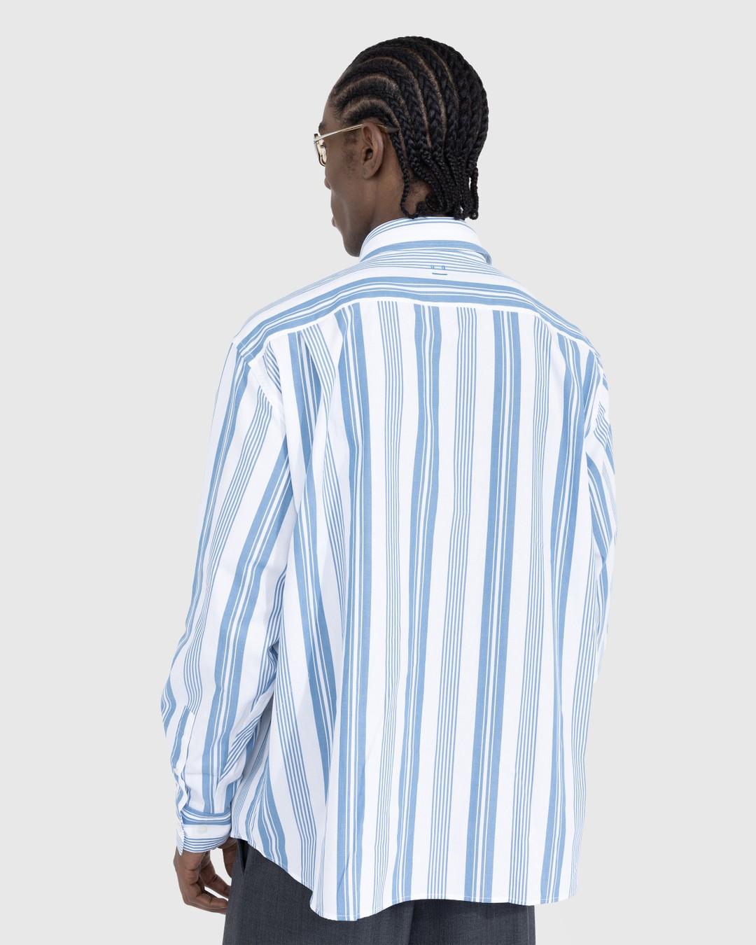 Acne Studios – Stripe Button-Up Shirt White/Steel Blue - Shirts - White - Image 3