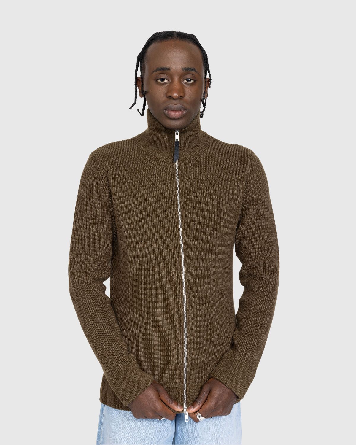 Maison Margiela – Knit Zip-Up Cardigan Brown | Highsnobiety Shop