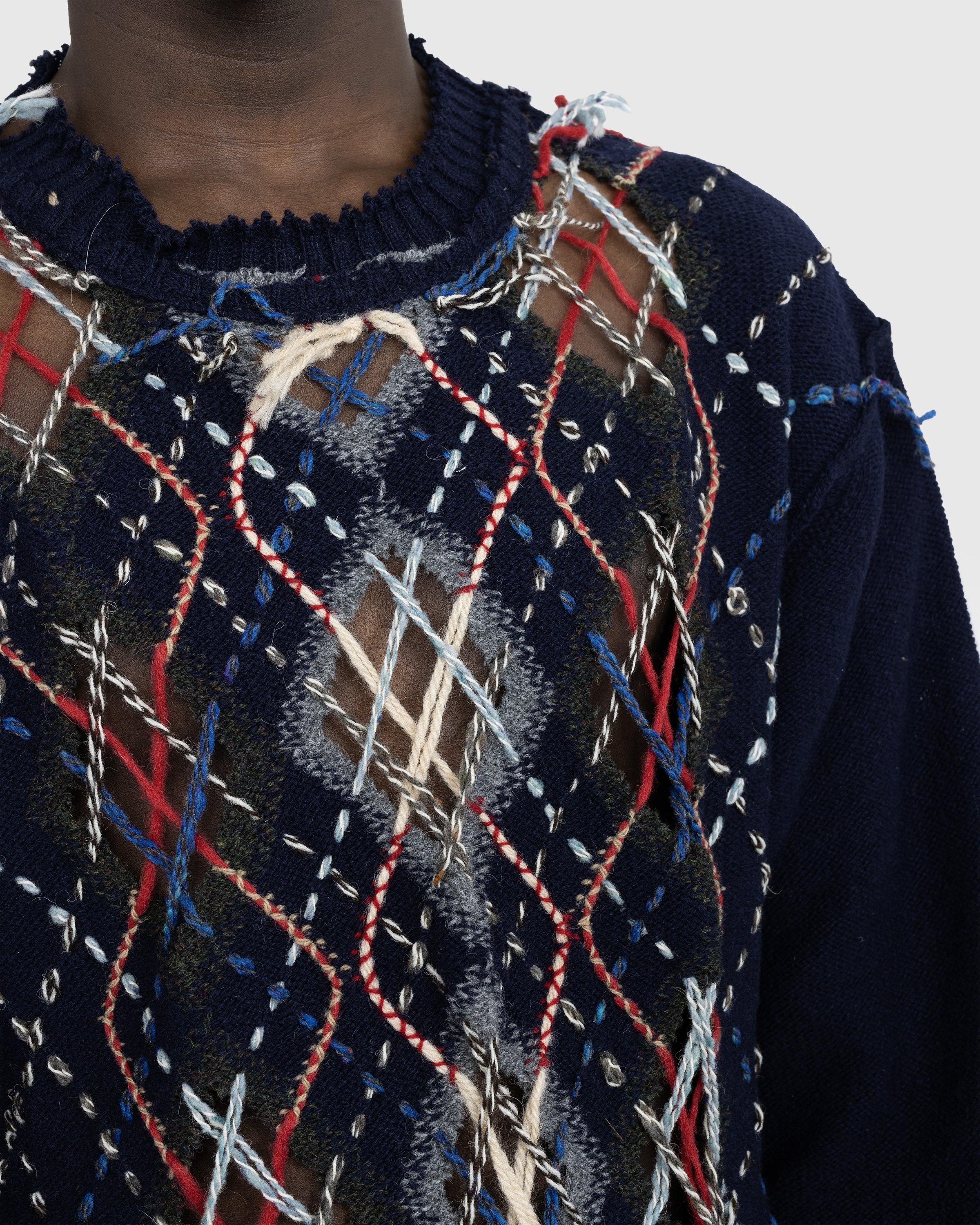 Maison Margiela – Distressed Wool Crewneck Sweater Multi - Sweats - Multi - Image 4