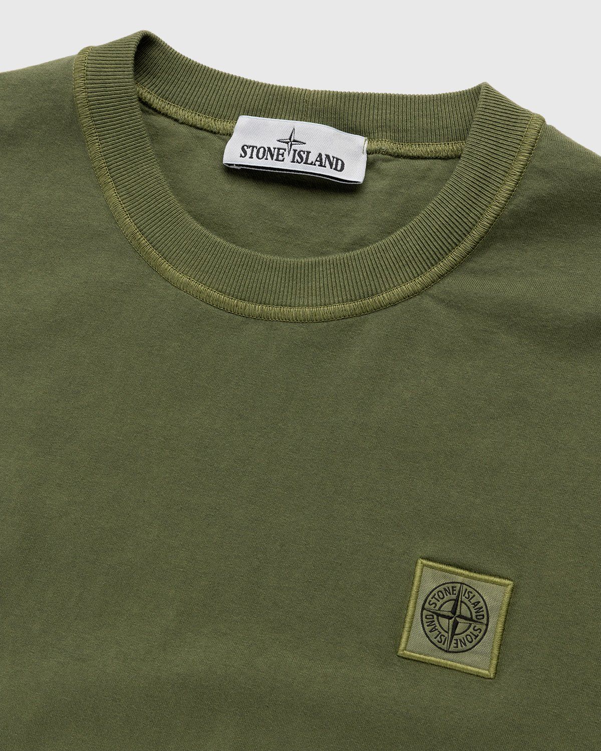 Stone Island – 23757 Garment-Dyed Fissato T-Shirt Olive Green - Image 5