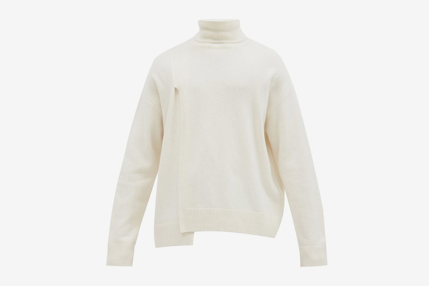 Irregular-Hem Wool-Blend Roll-Neck Sweater