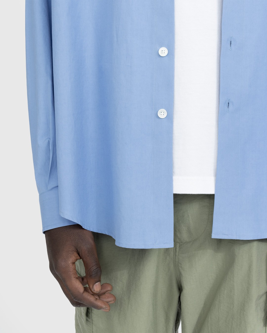 Auralee – Washed Finks Twill Big Shirt Blue - Shirts - Blue - Image 4