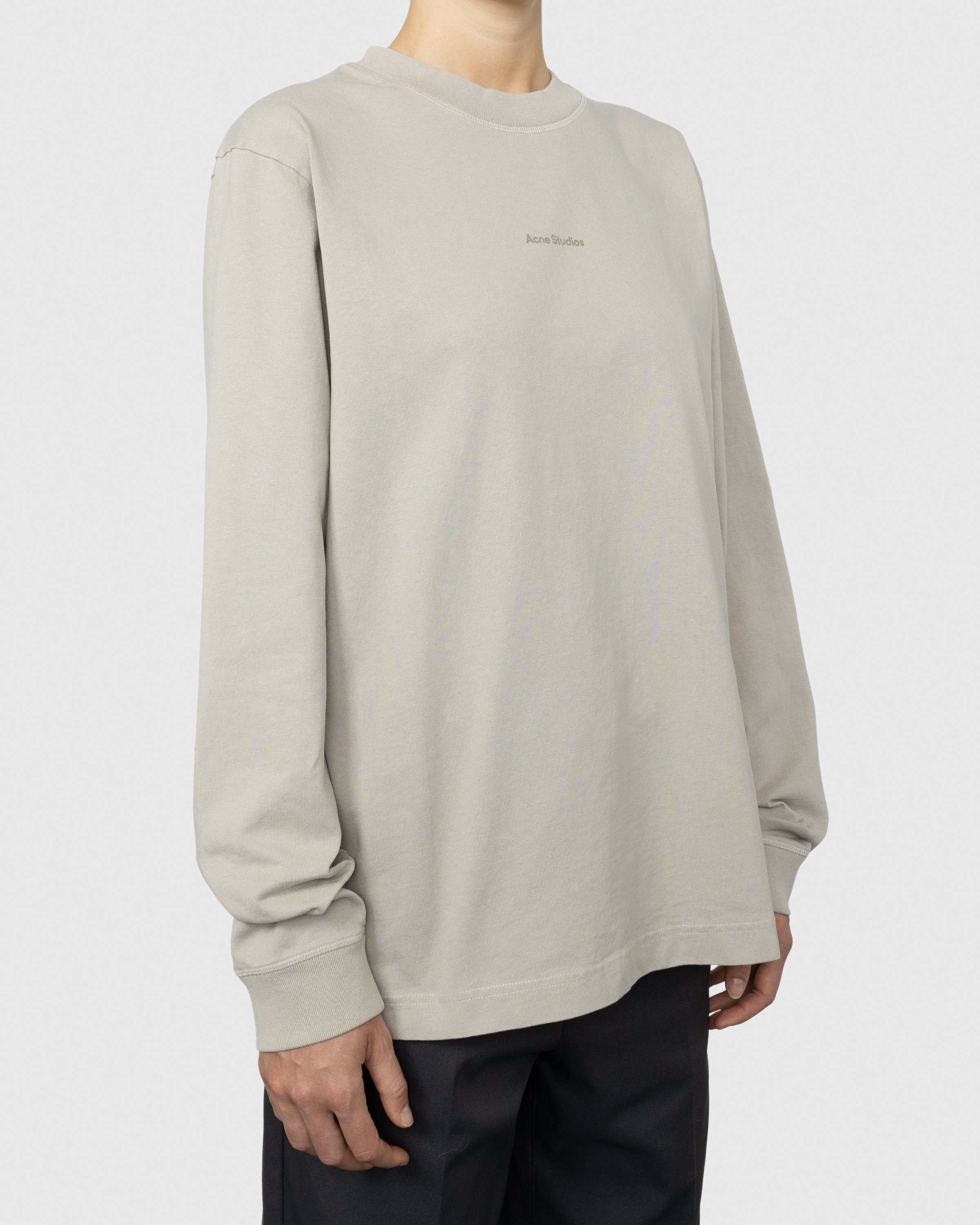 Acne Studios – Organic Cotton Logo Longsleeve Oyster Grey - Longsleeves - Beige - Image 3