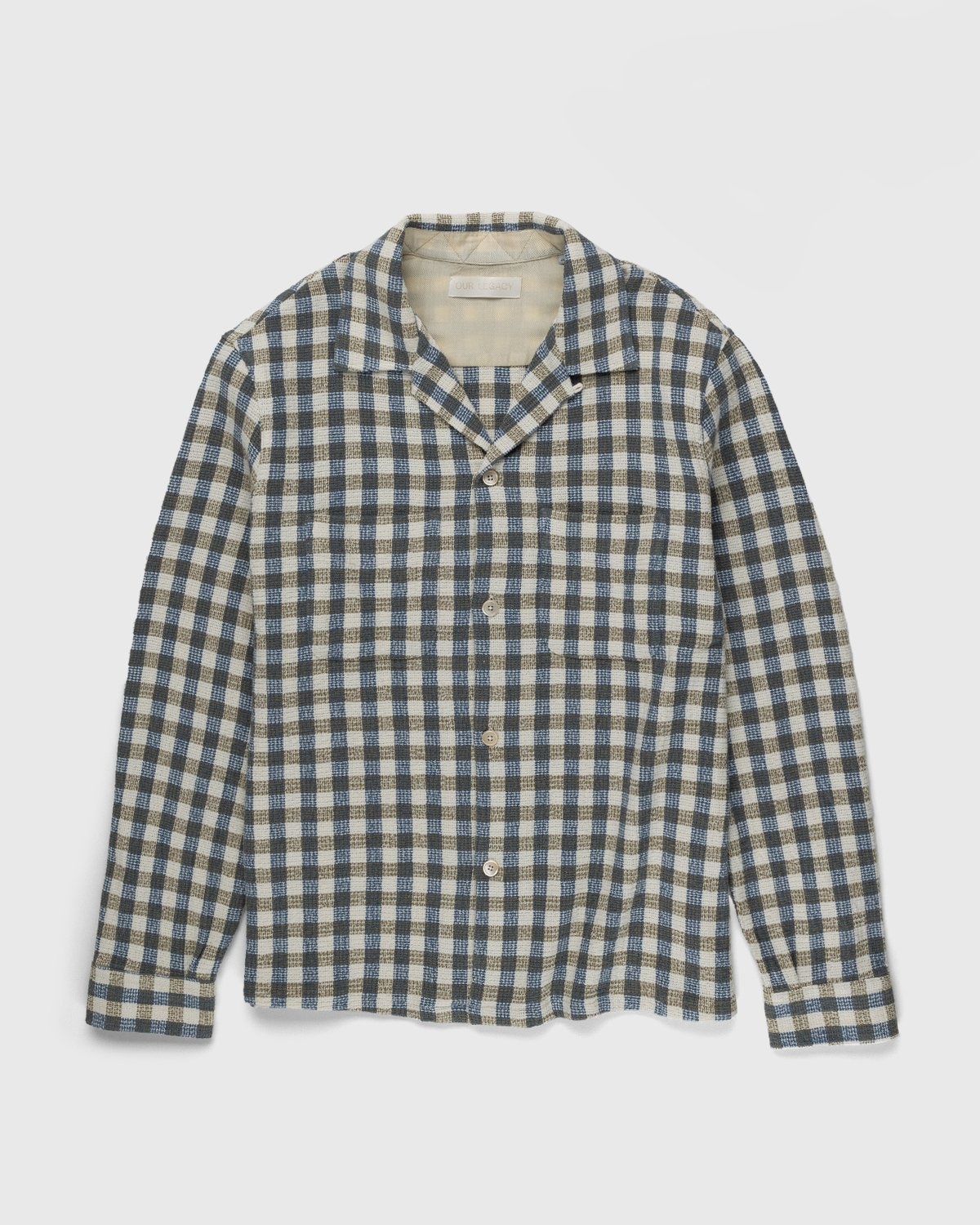 Our Legacy – Heusen Shirt Light Blue/Olive Summer Check - Shirts - Blue - Image 1