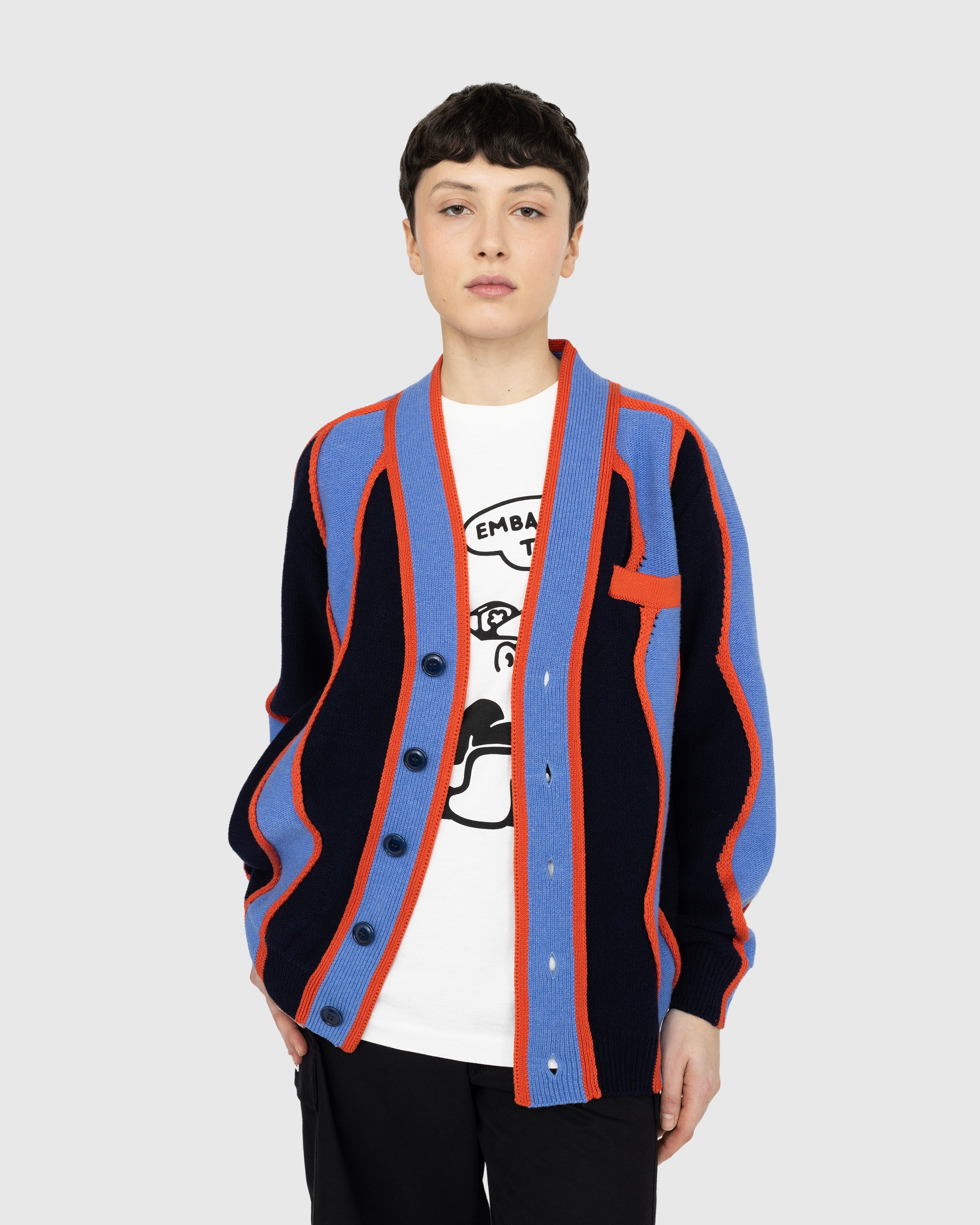 Kenzo – Wavy Stripe Cardigan - Knitwear - Blue - Image 5