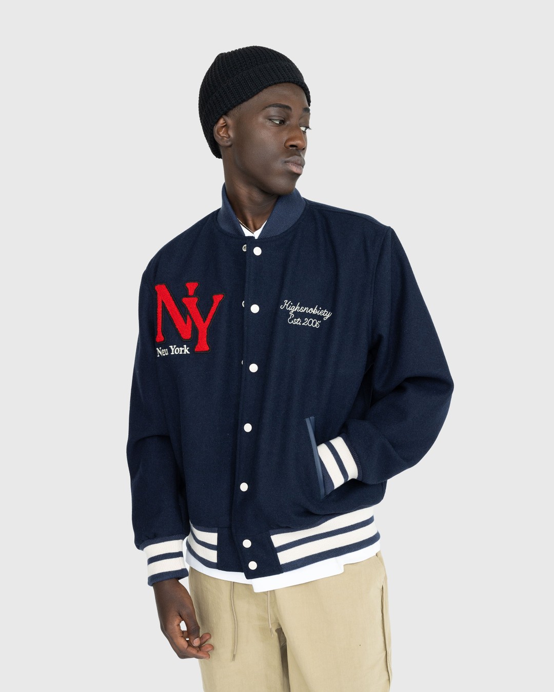 Highsnobiety – Neu York Varsity Jacket - Outerwear - Blue - Image 3