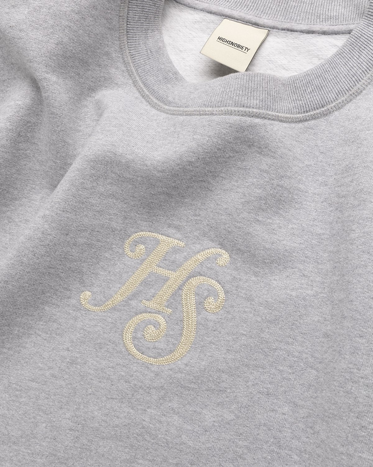 Highsnobiety – Logo Fleece Staples Crew Heather Grey - Sweats - Grey - Image 4