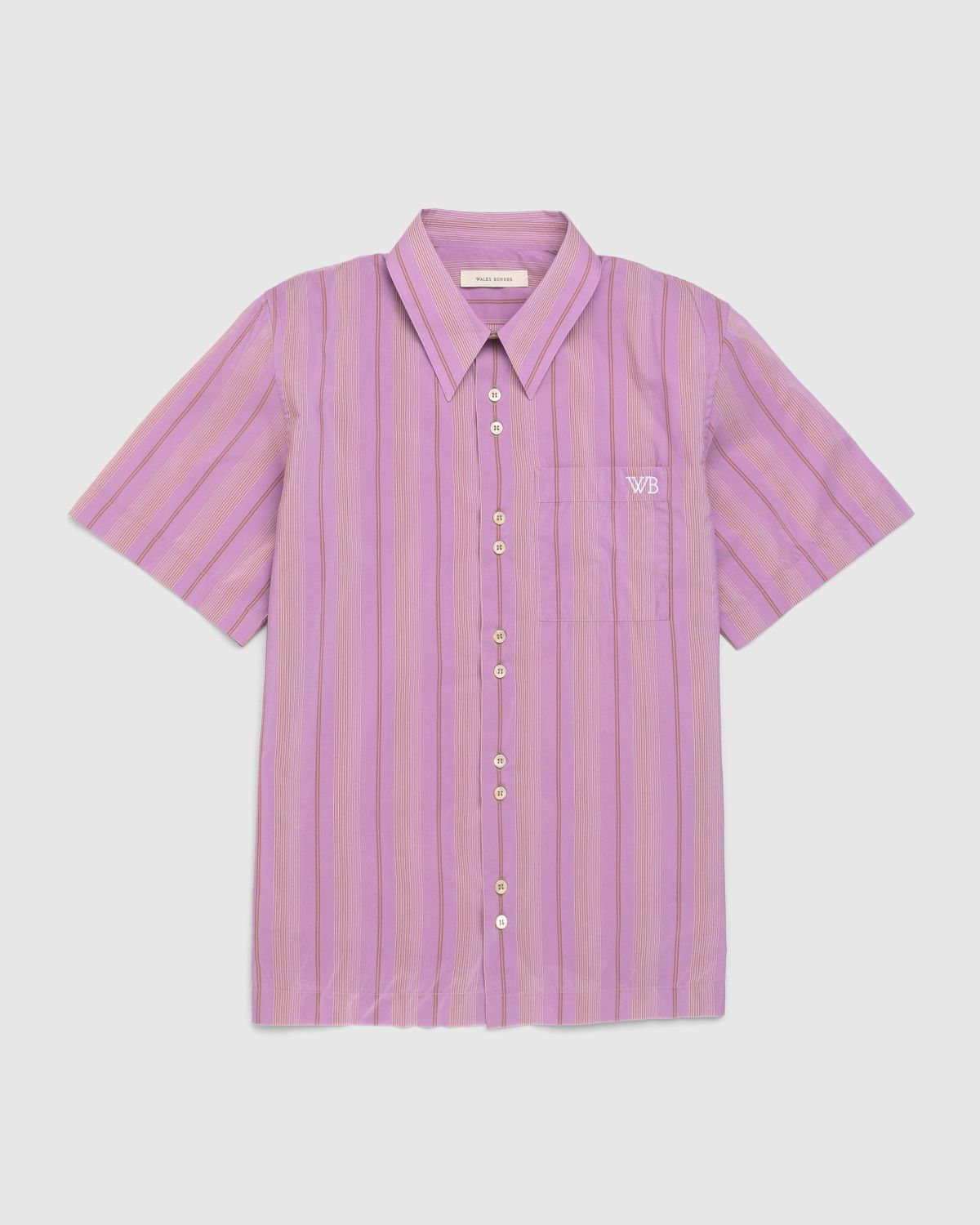 Wales Bonner – Rhythm Striped Shirt Pink - Shortsleeve Shirts - Pink - Image 1