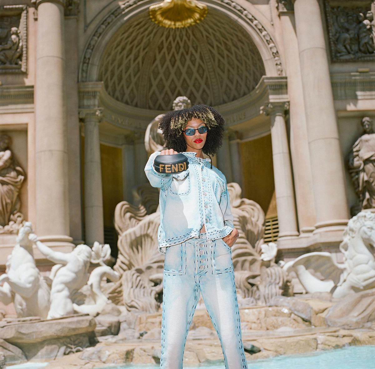 Jacket and pants KNORTS Sunglasses VASHTI’S OWN Bag FENDI