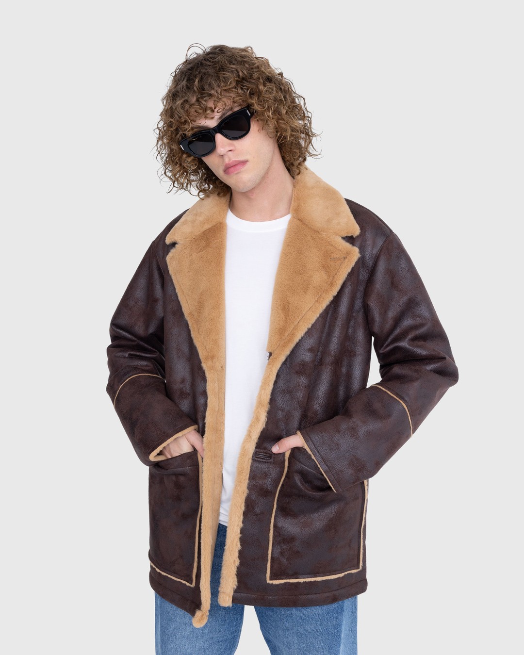 Faux shearling jacket mens on sale