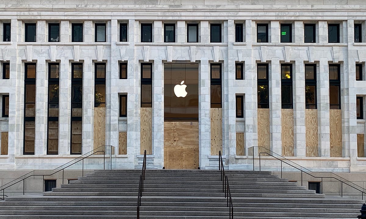 The windows of the Apple store in Washington DC