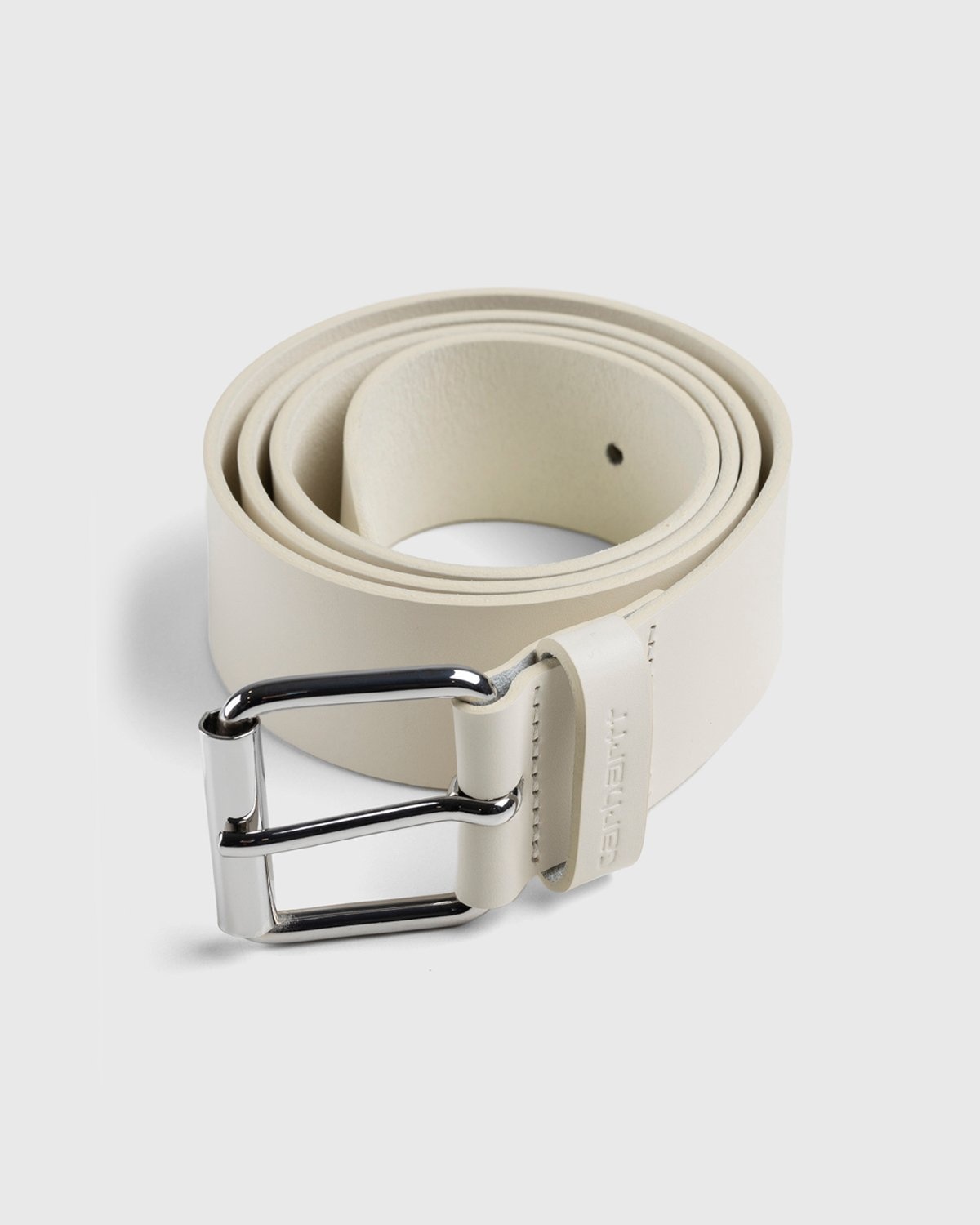 Carhartt WIP – Script Leather Belt Natural Silver - Belts - Silver - Image 1