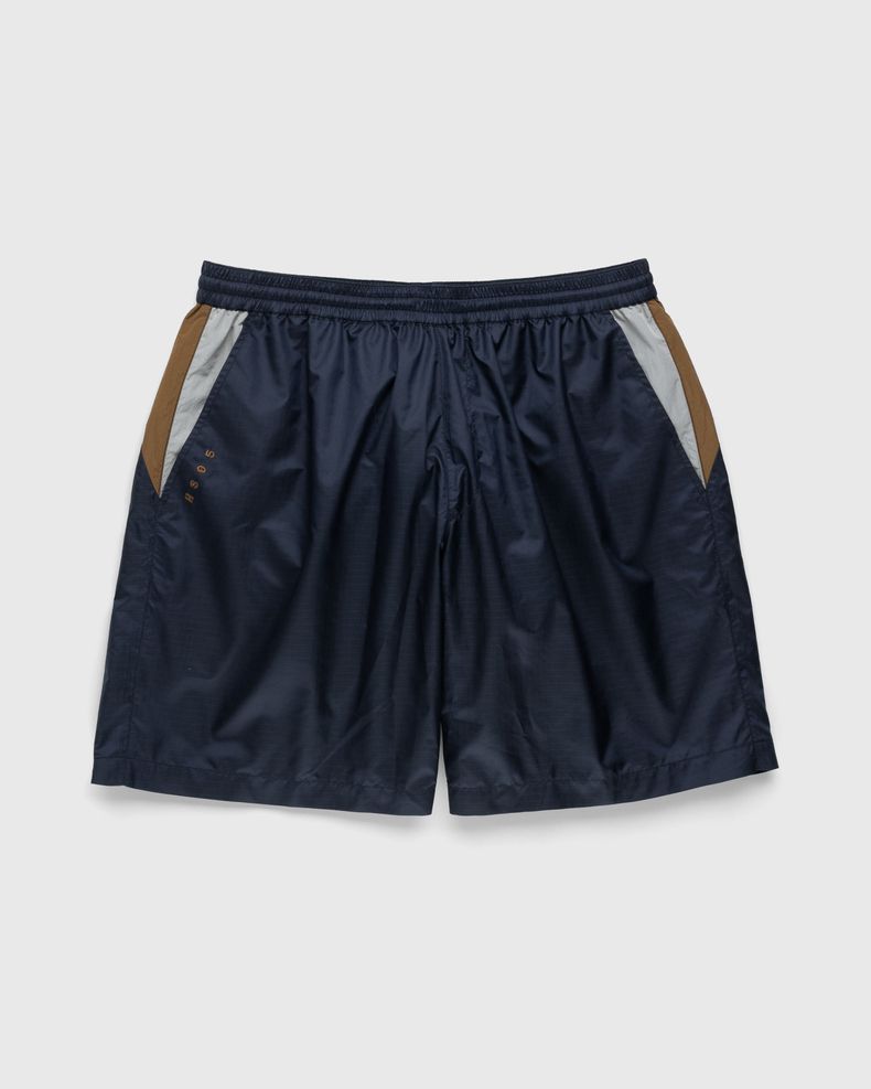 Highsnobiety – Mix Panel Nylon Shorts Navy/Brown