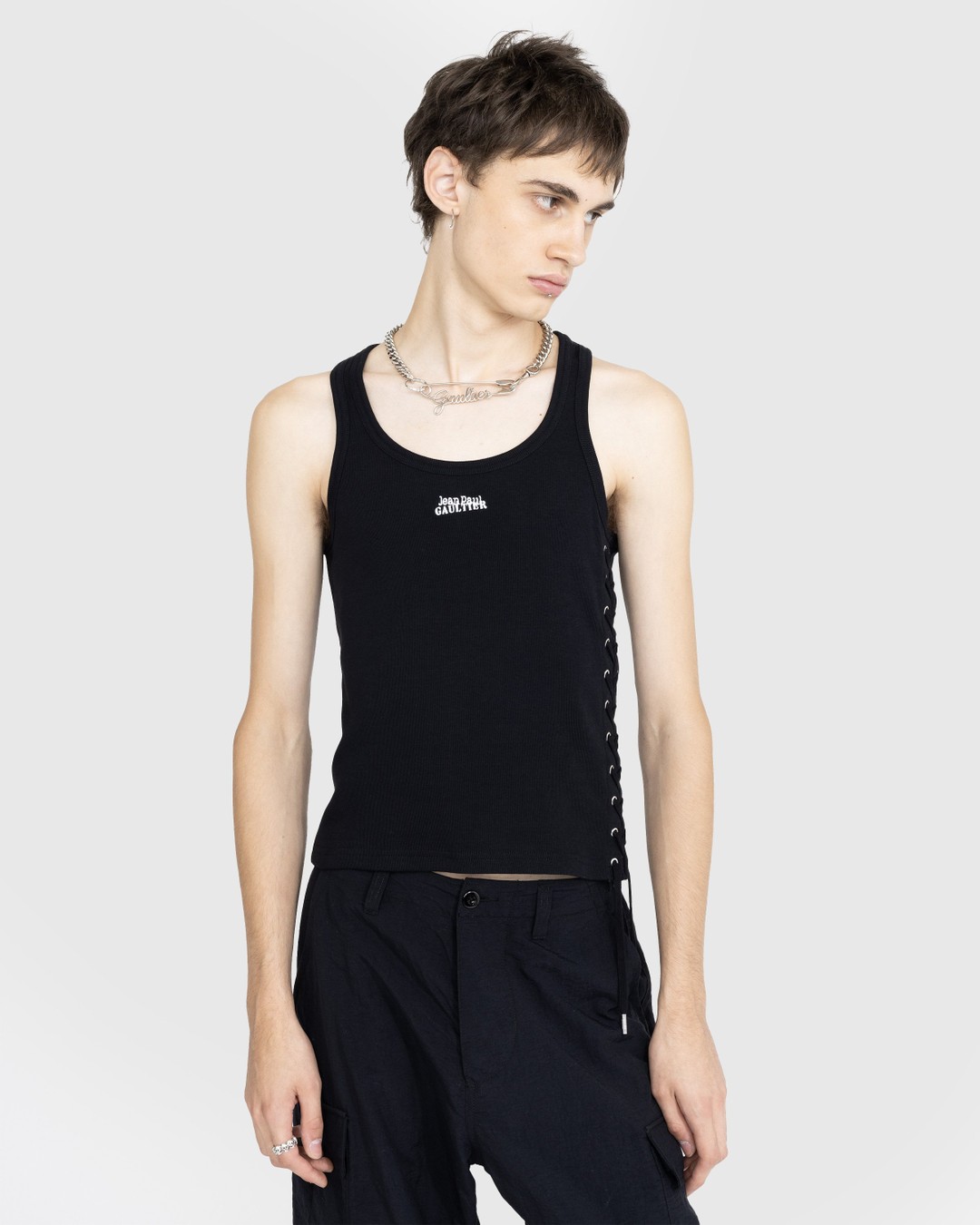 Jean Paul Gaultier – Laced Tank Top Black - Tank Tops - Black - Image 2