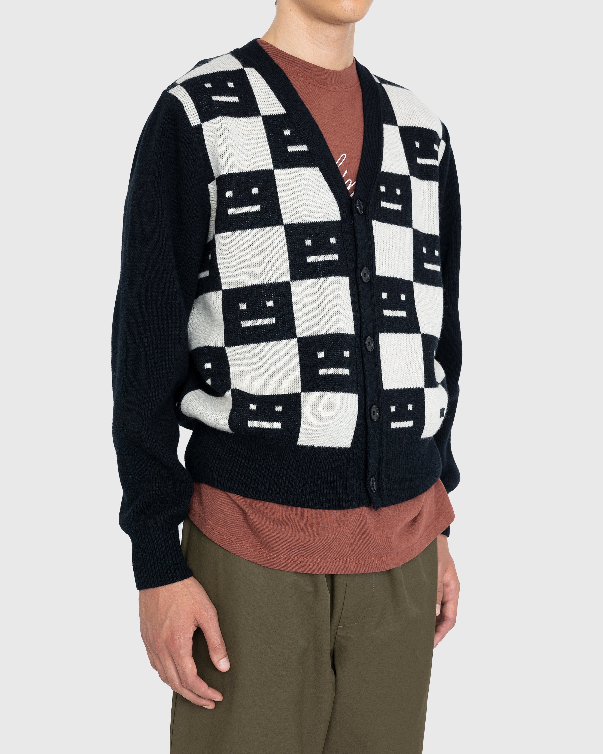 Acne Studios – Knit Wool Cardigan Black/Oatmeal Melange - Knitwear - Black - Image 3