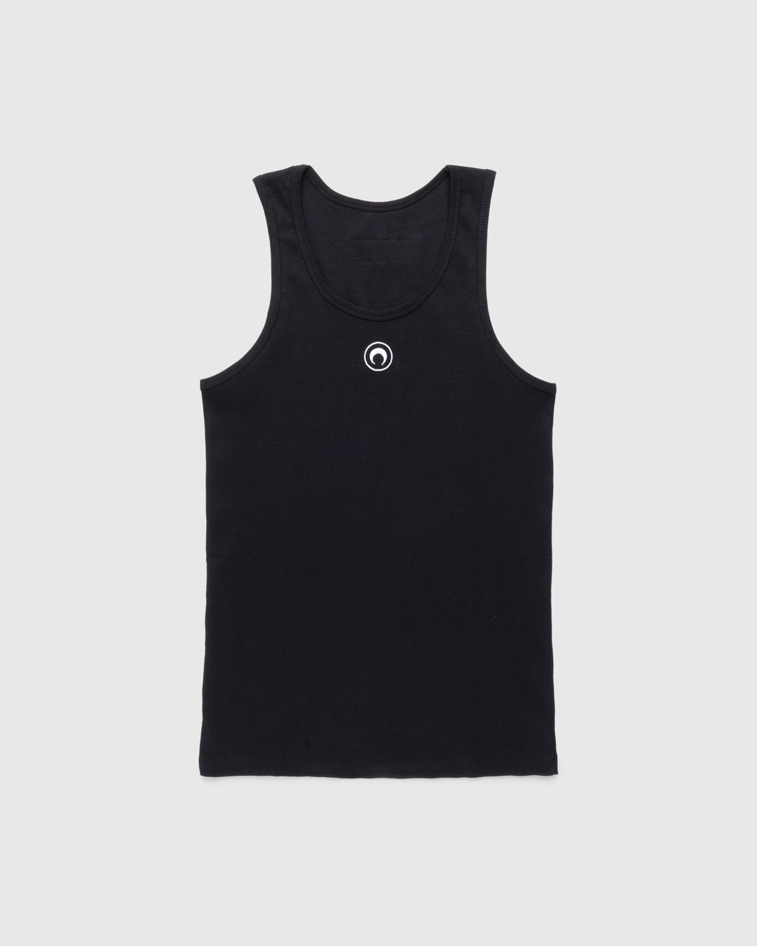 Marine Serre – Organic Cotton Rib Tank Top Black - Men Tops - Black - Image 1