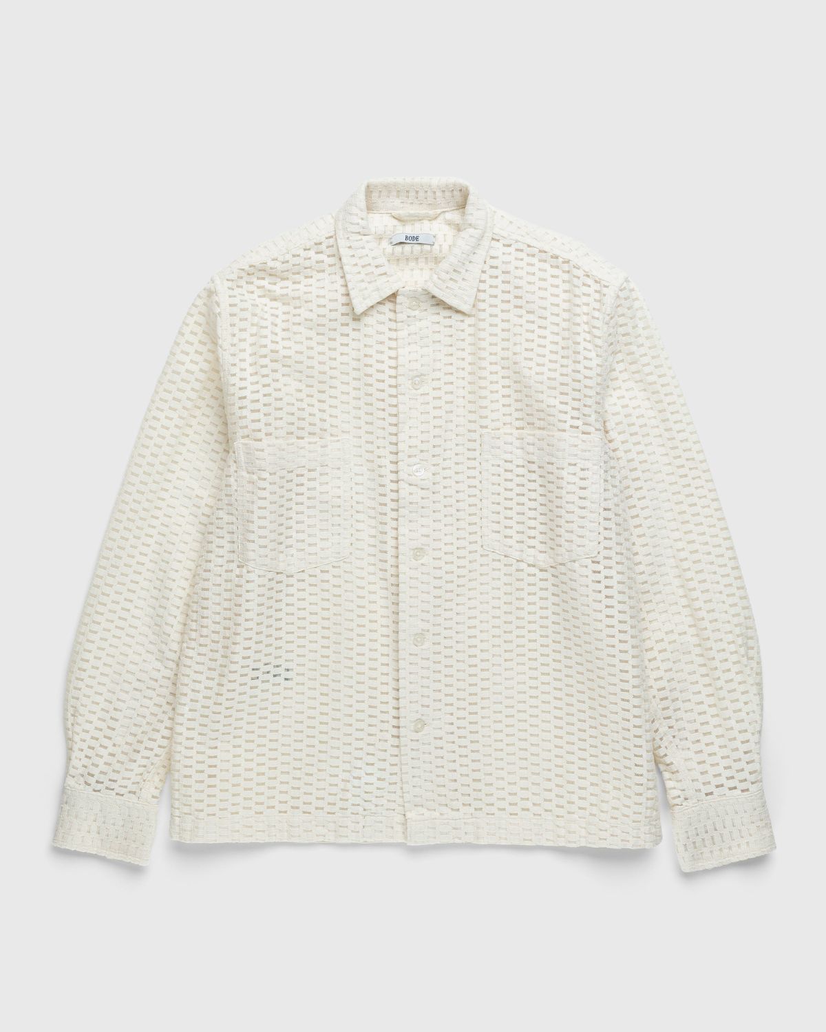 Bode – Sheer Brick Lace Long-Sleeve Shirt Beige - Shirts - Beige - Image 1