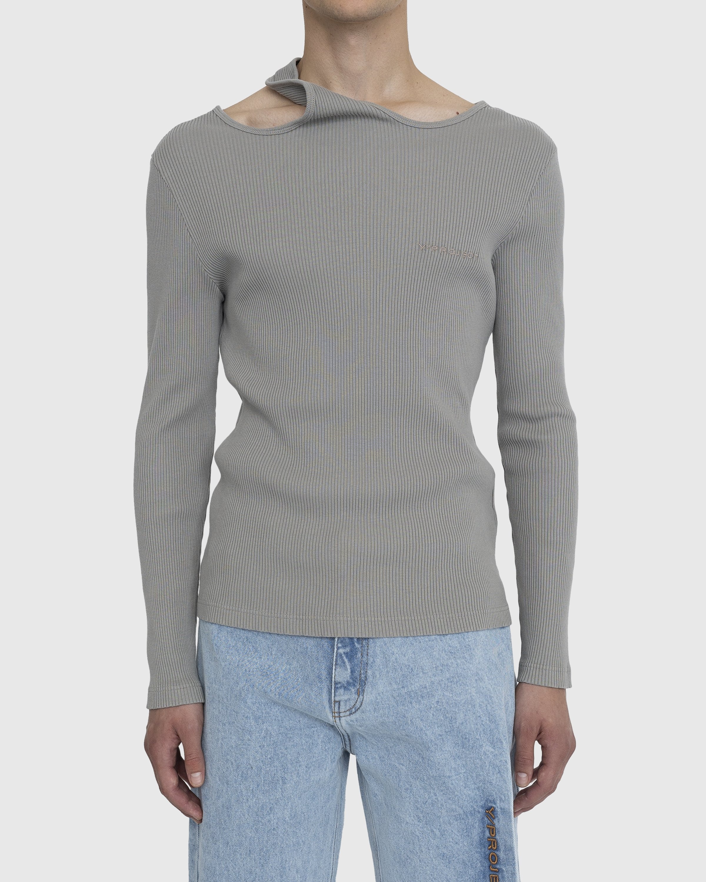 Y/Project – Classic Double Collar T-Shirt Taupe - Longsleeves - Grey - Image 2