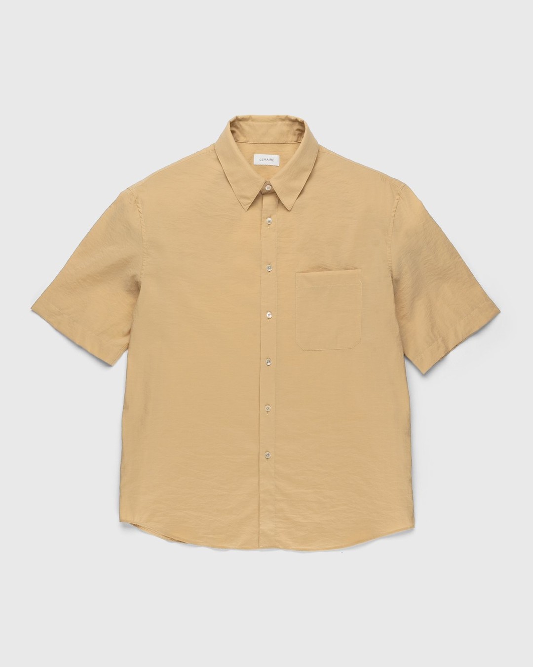 Lemaire – Regular Collar Short Sleeve Shirt Golden Sand - Shortsleeve Shirts - Yellow - Image 1