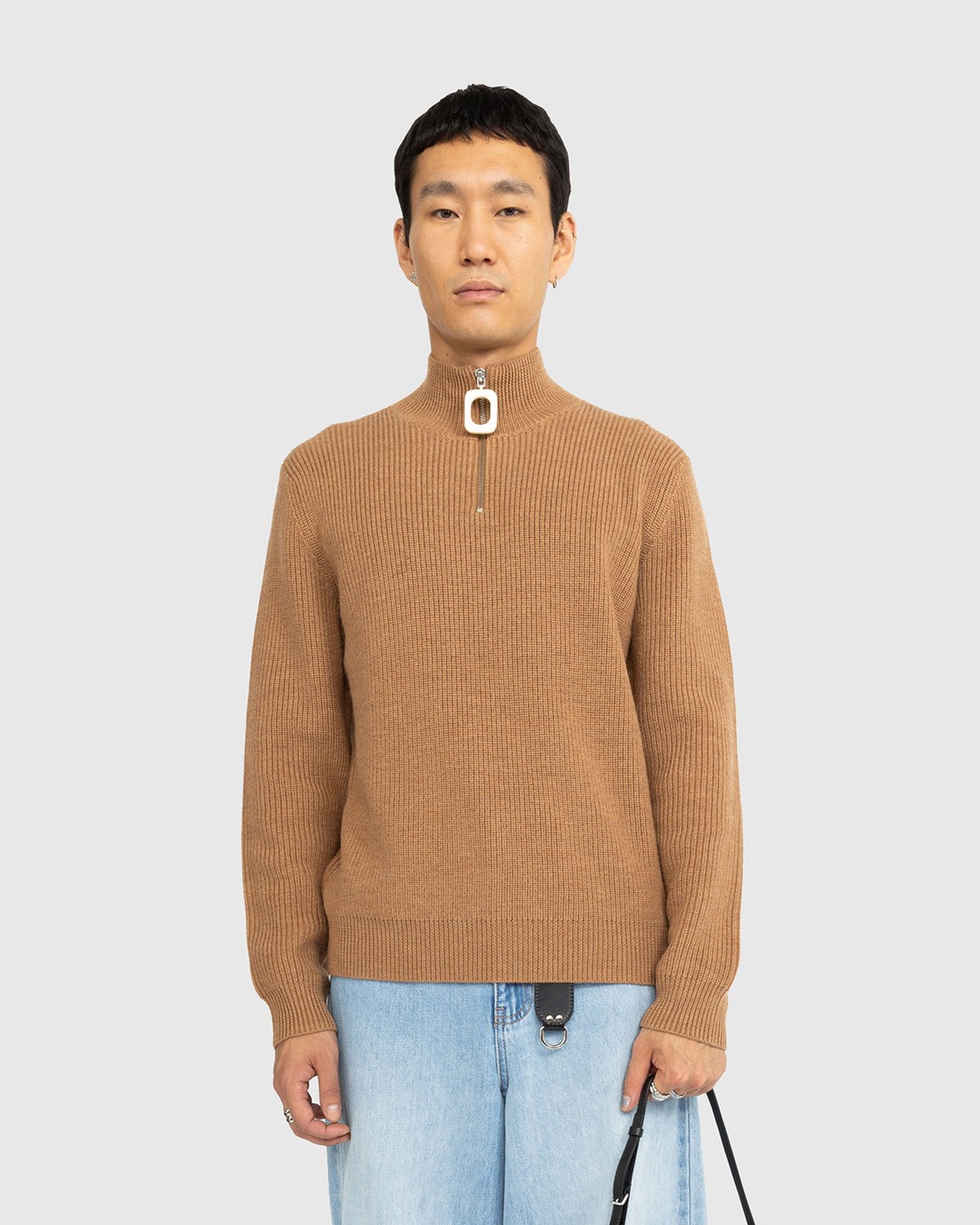 J.W. Anderson – Quarter-Zip Knit Jumper Praline - Knitwear - Brown - Image 2
