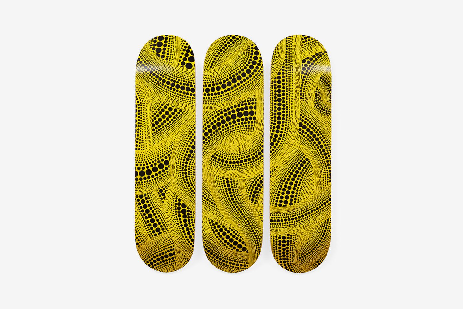 Yayoi Kusama Yellow Trees Skateboard Triptych