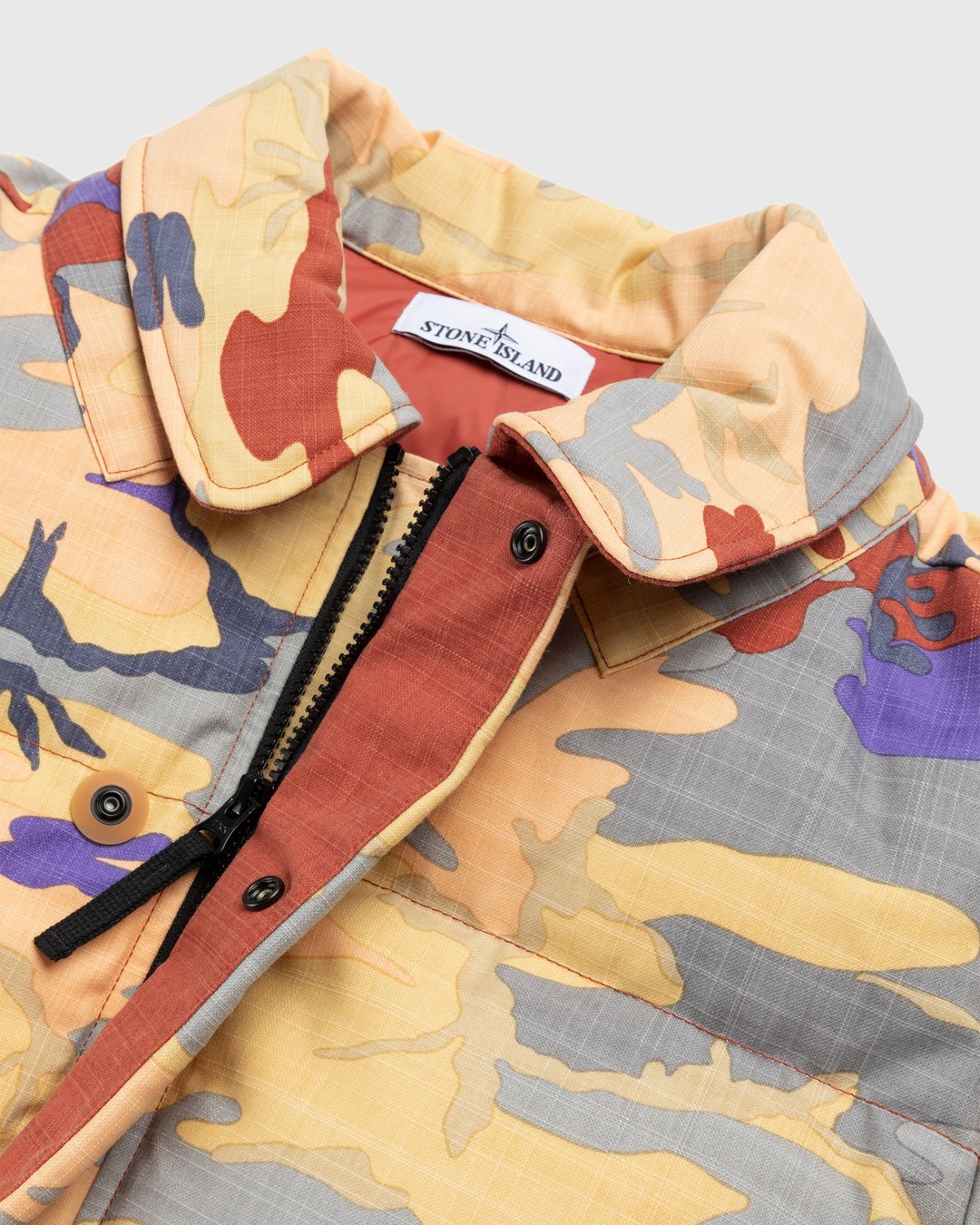 Stone Island Heritage Camo Ripstop Nylon Down Jacket Orange