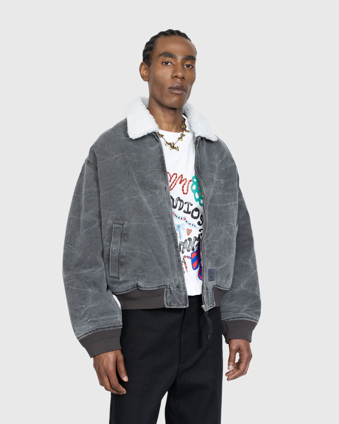 Acne Studios – Cotton Canvas Bomber Jacket Grey - Outerwear - Grey - Image 4