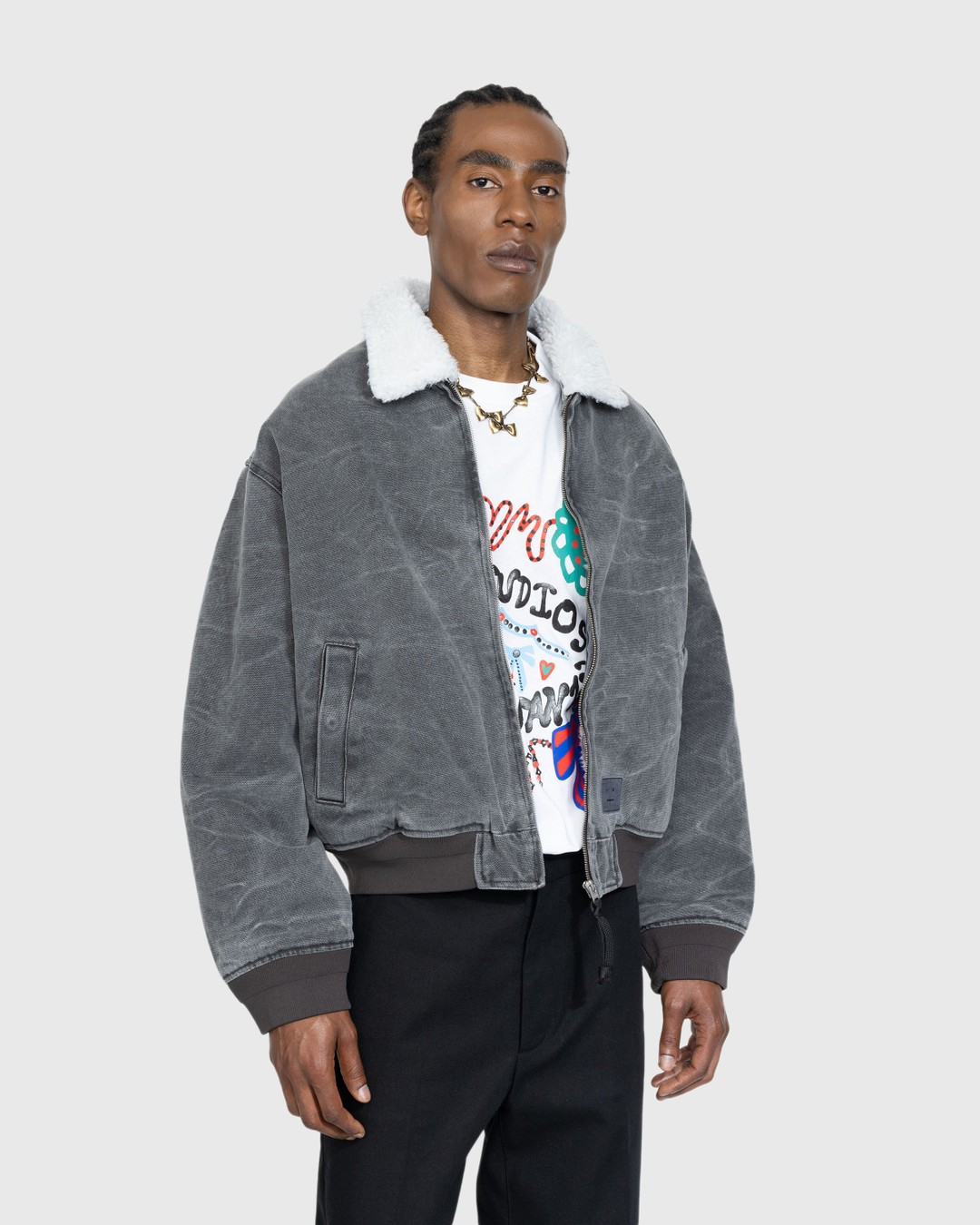 Acne Studios – Cotton Canvas Bomber Jacket Grey - Bomber Jackets - Grey - Image 4