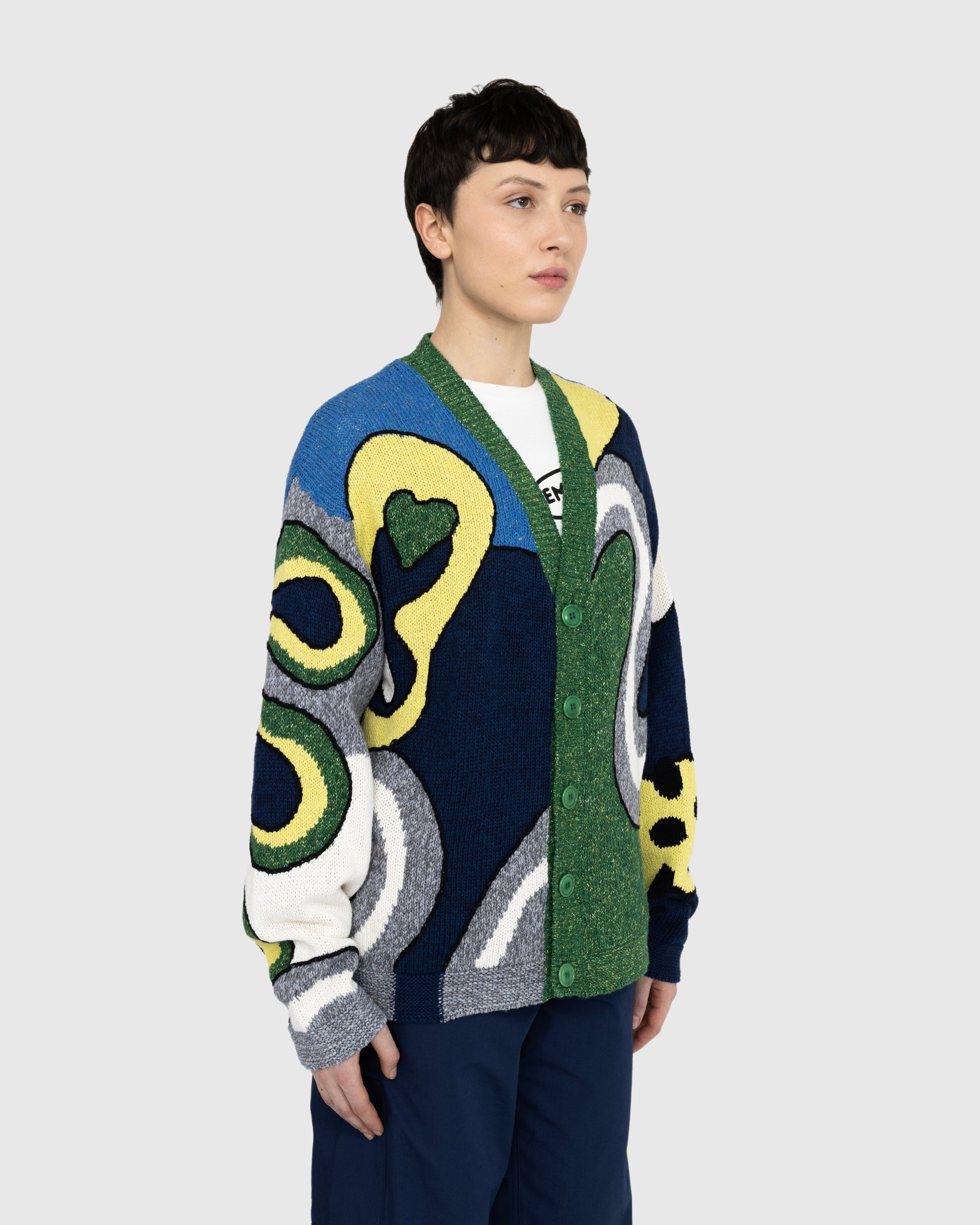 Kenzo – Wavy Stripe Wool Cardigan Midnight Blue - Knitwear - Blue - Image 3