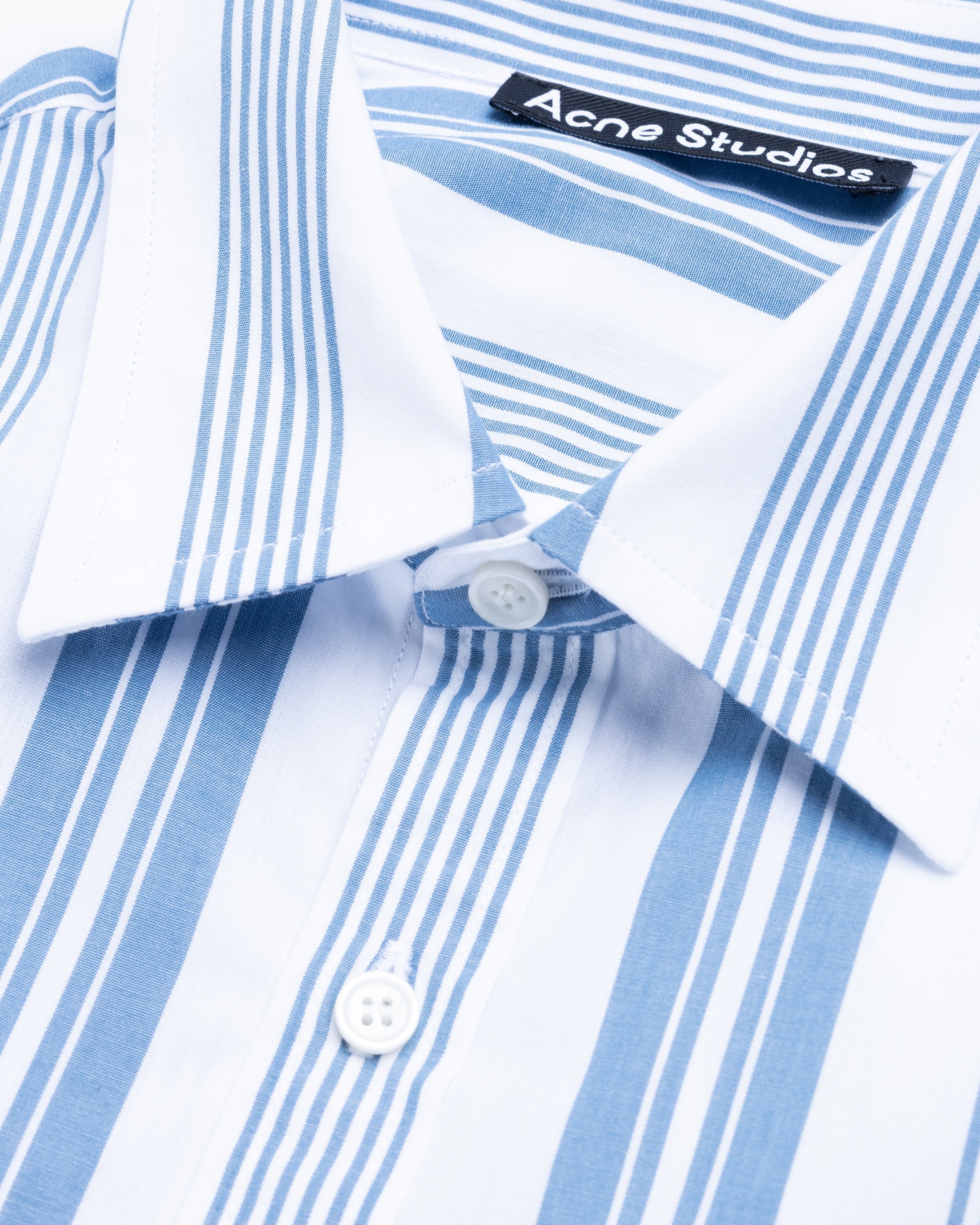 Acne Studios – Stripe Button-Up Shirt White/Steel Blue - Shirts - White - Image 5