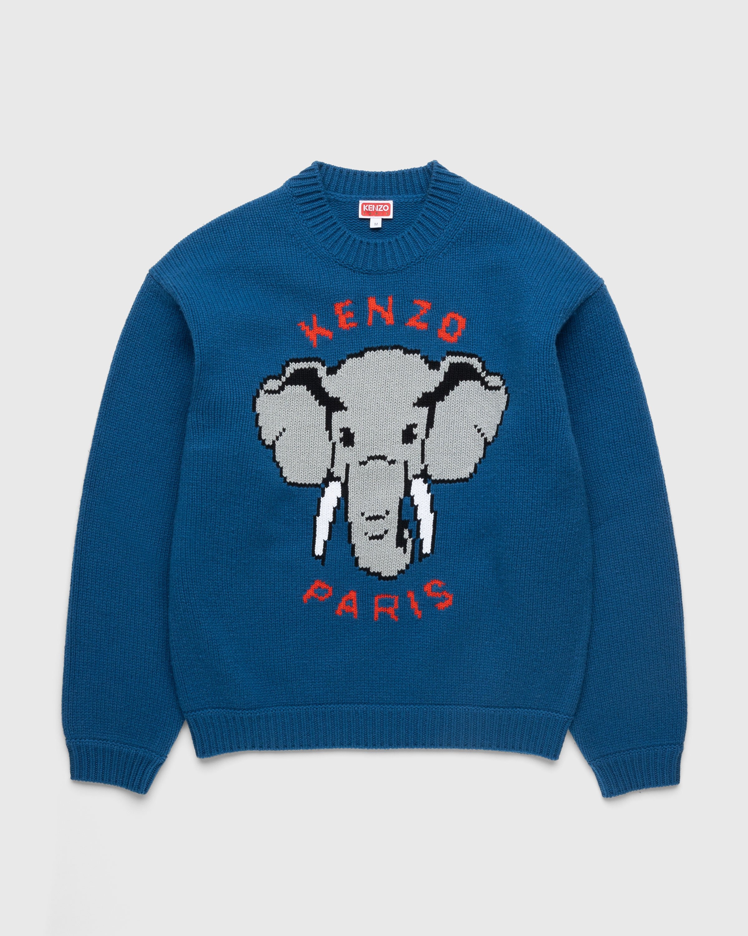 Kenzo – Bowling Elephant Merino Wool Jumper Wisteria - Knitwear - Blue - Image 1