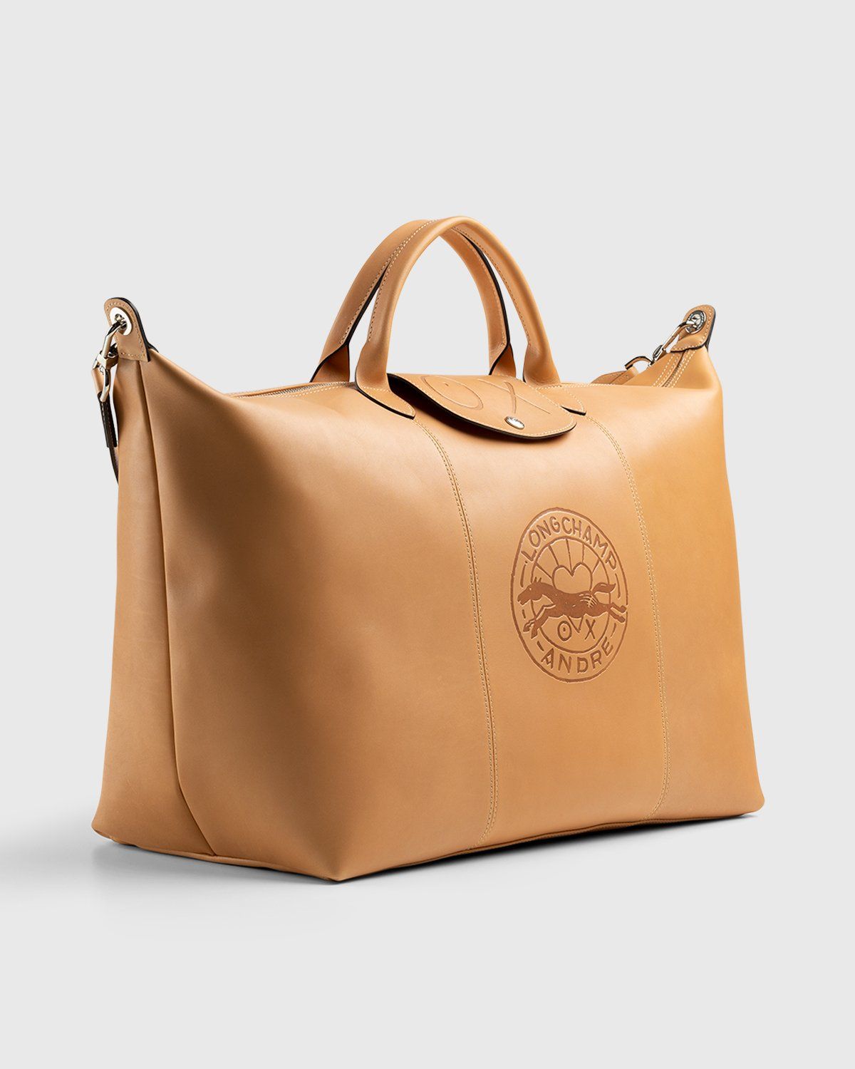 Longchamp x André Saraiva – Le Pliage Cuir André Travel Bag Natural - Bags - Beige - Image 3