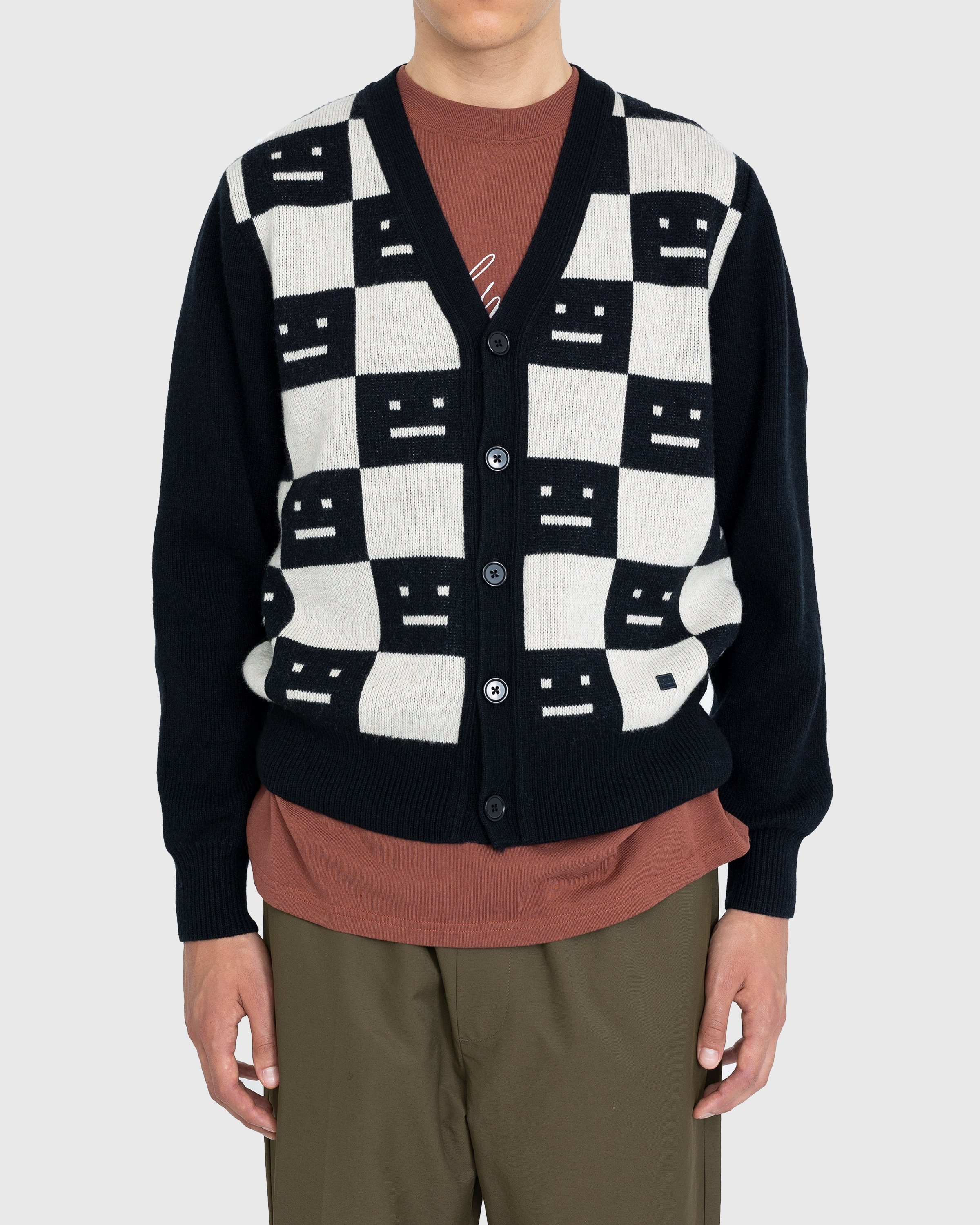 Acne Studios – Knit Wool Cardigan Black/Oatmeal Melange - Knitwear - Black - Image 2