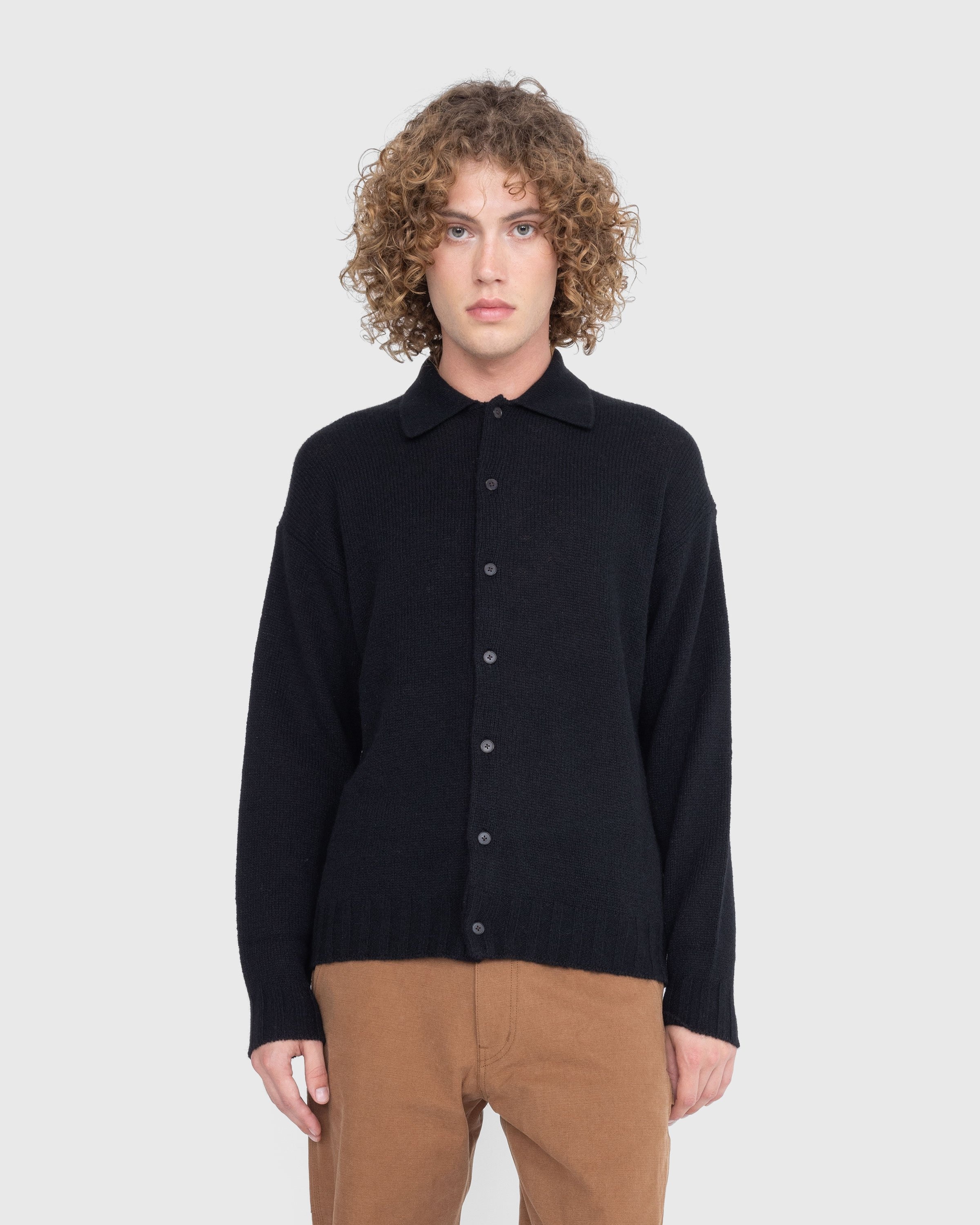 Auralee – Shetland Wool Cashmere Knit Cardigan Black - Knitwear - Black - Image 2