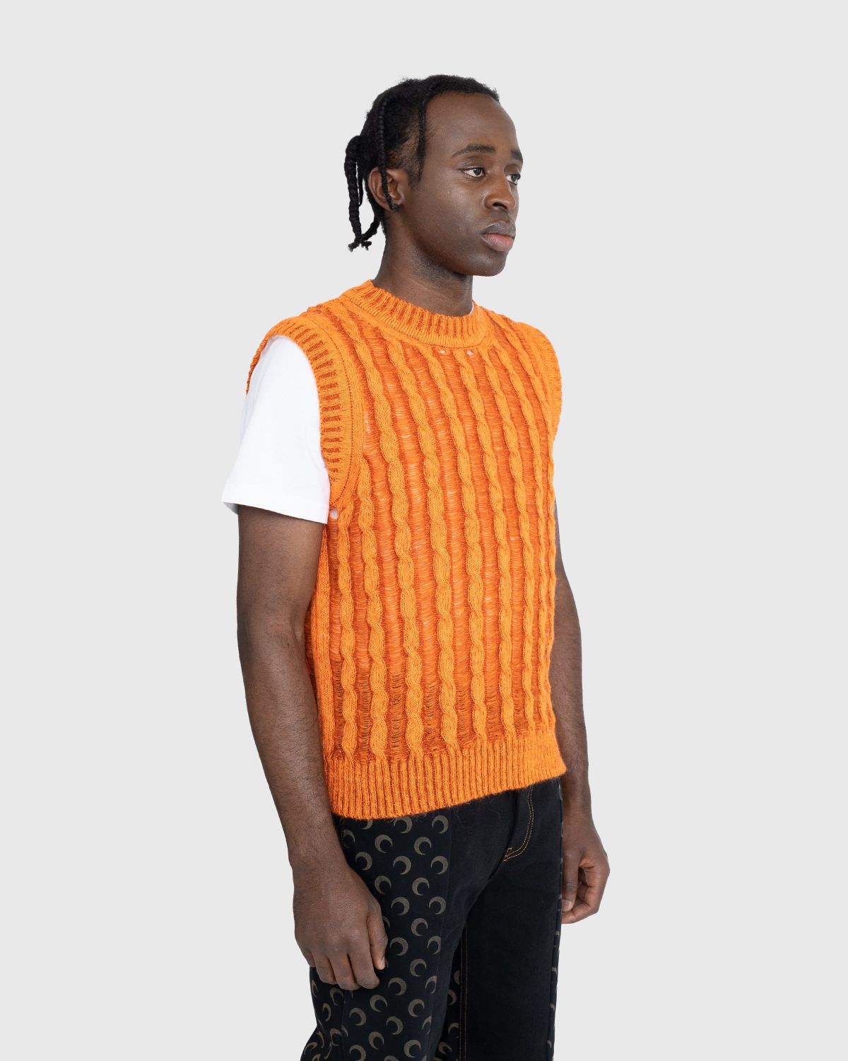 AGR – Creative Cable Mohair Vest - Knitwear - Orange - Image 4
