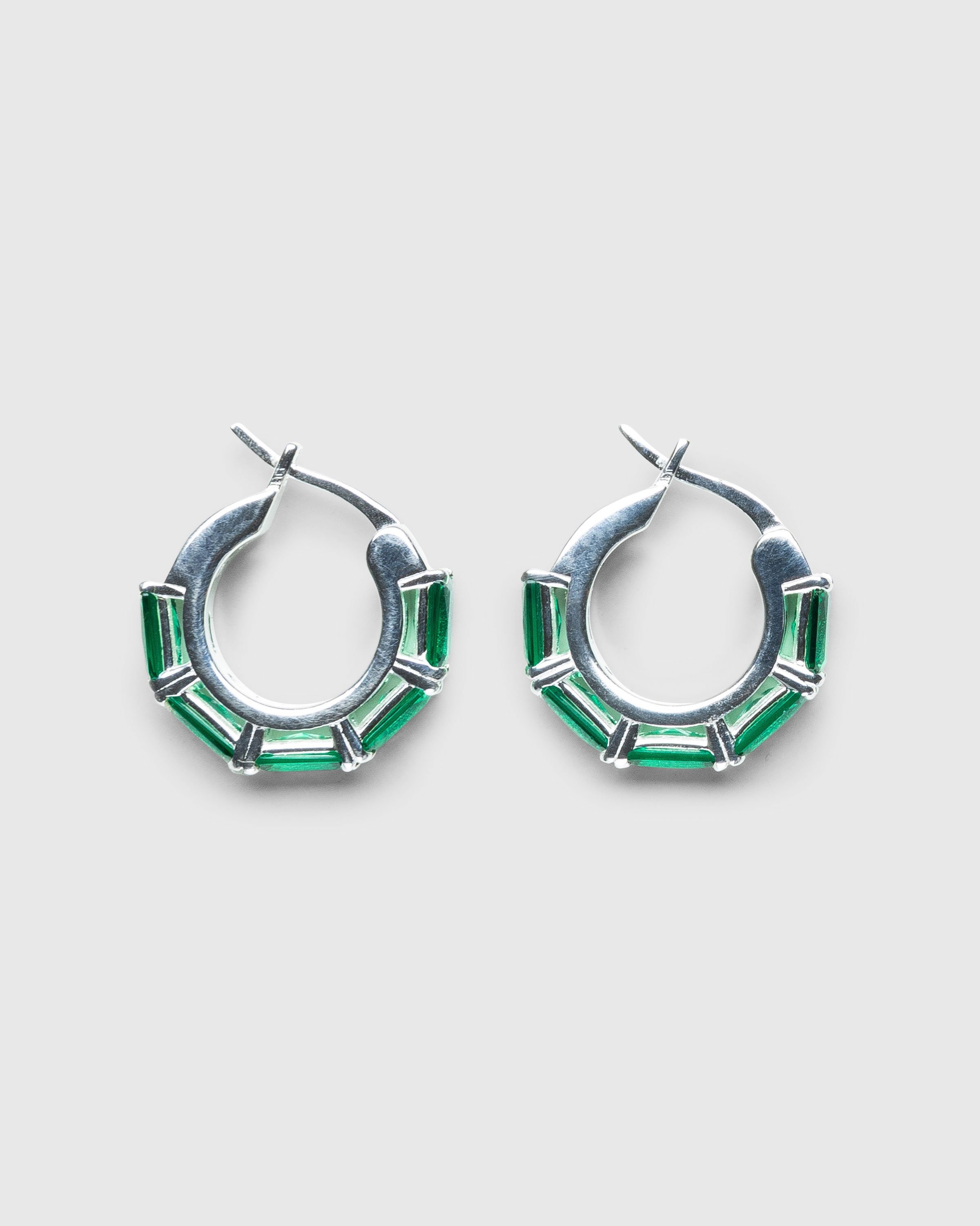 Hatton Labs – Emerald Cut Eternity Hoop Earrings Silver/Emerald - Jewelry - Multi - Image 1