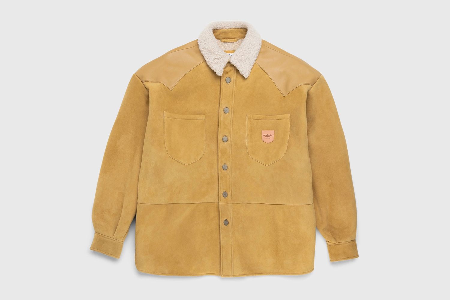 Suede Leather Shearling Overshirt