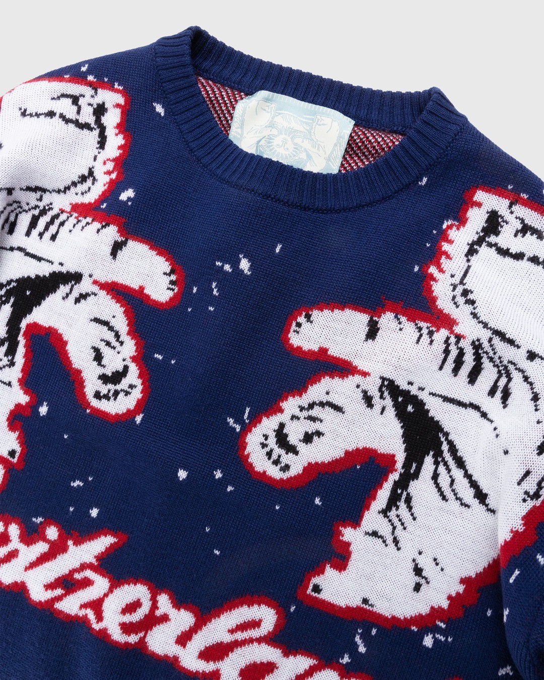 Bally – Switzerland Merino Wool Crewneck Navy/Bone - Knitwear - Blue - Image 3