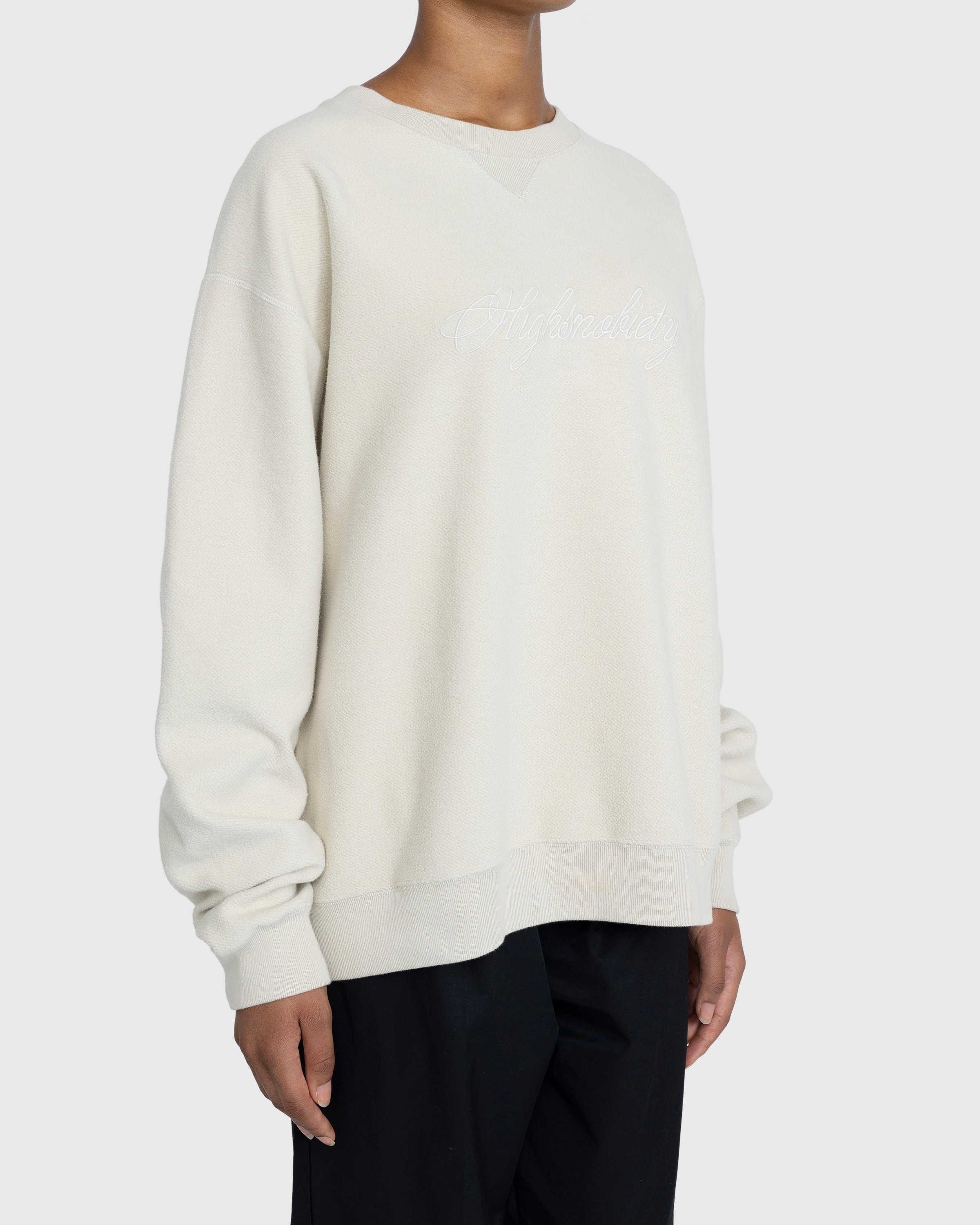 Highsnobiety – Script Logo Reverse Fleece Crew Beige - Sweats - Beige - Image 4