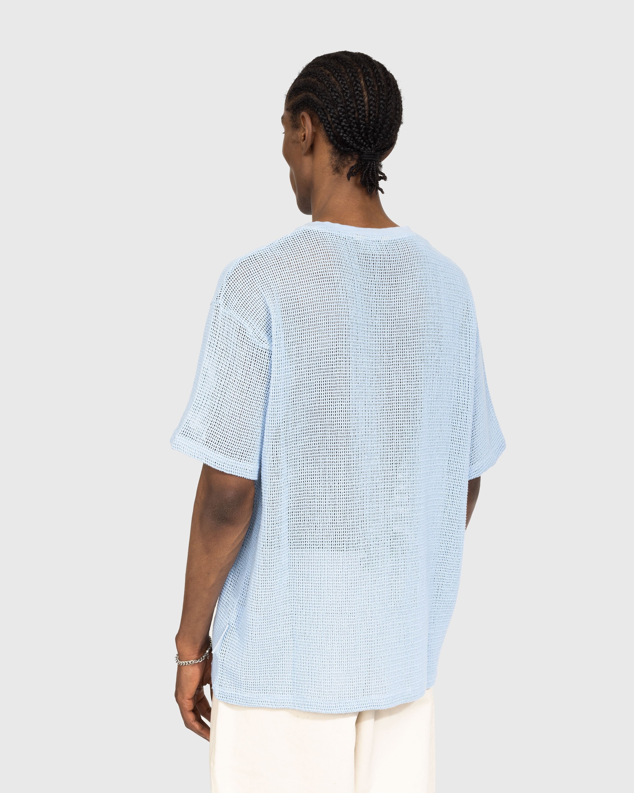 Highsnobiety – Cotton Mesh Knit T-Shirt Blue - T-shirts - Blue - Image 4