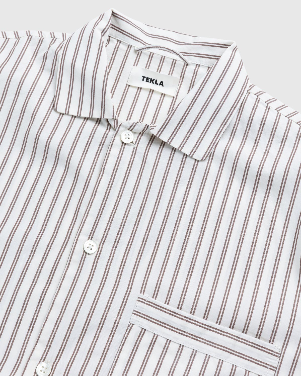 Tekla – Cotton Poplin Pyjamas Shirt Hopper Stripes - Loungewear - Beige - Image 4