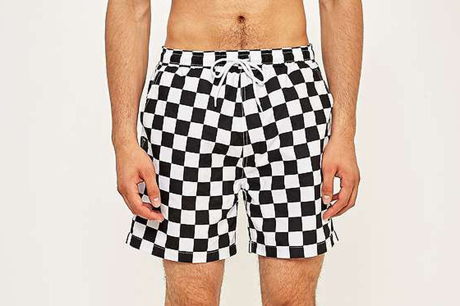 Black and White Checkerboard Swim Shorts