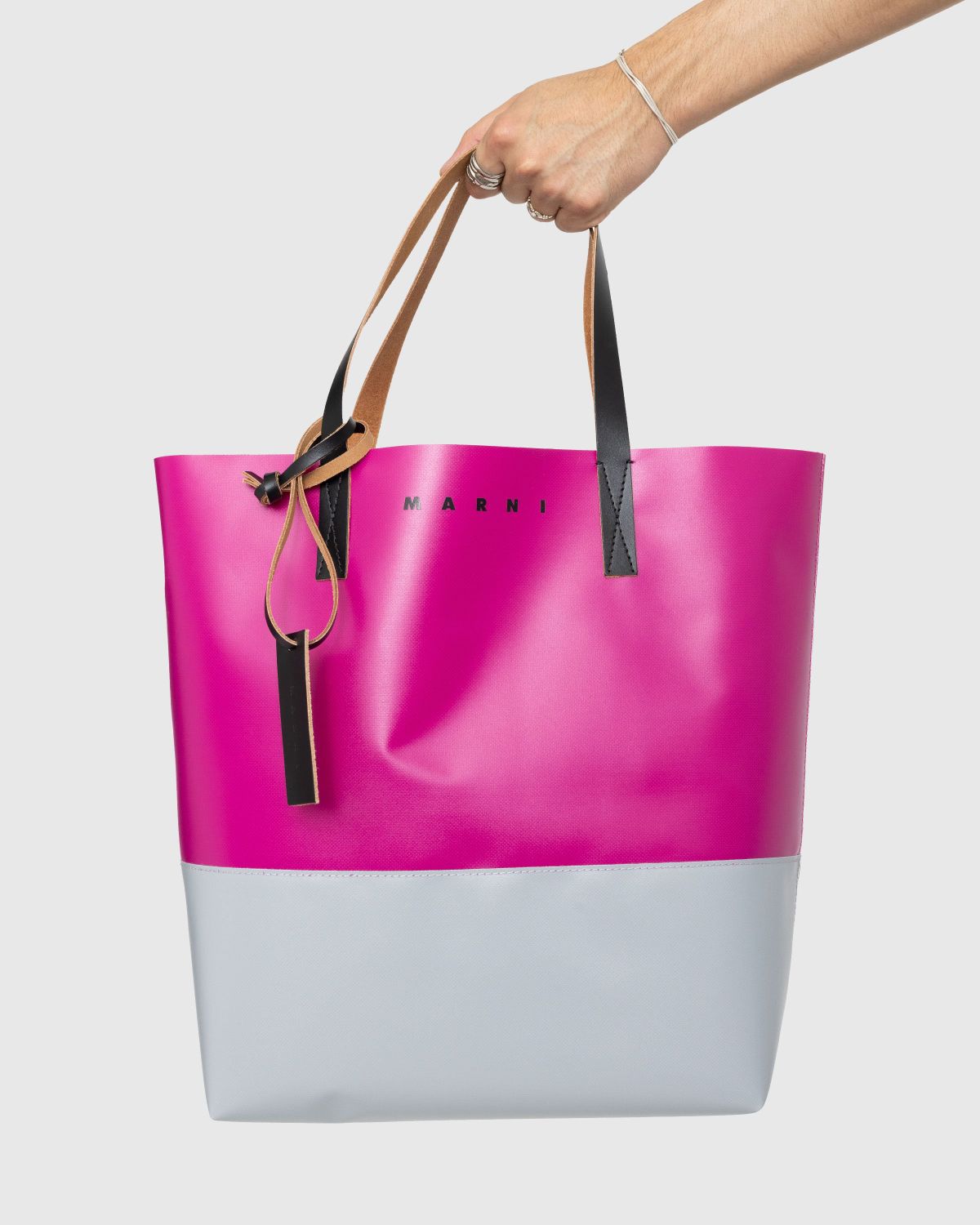 grey pink tote