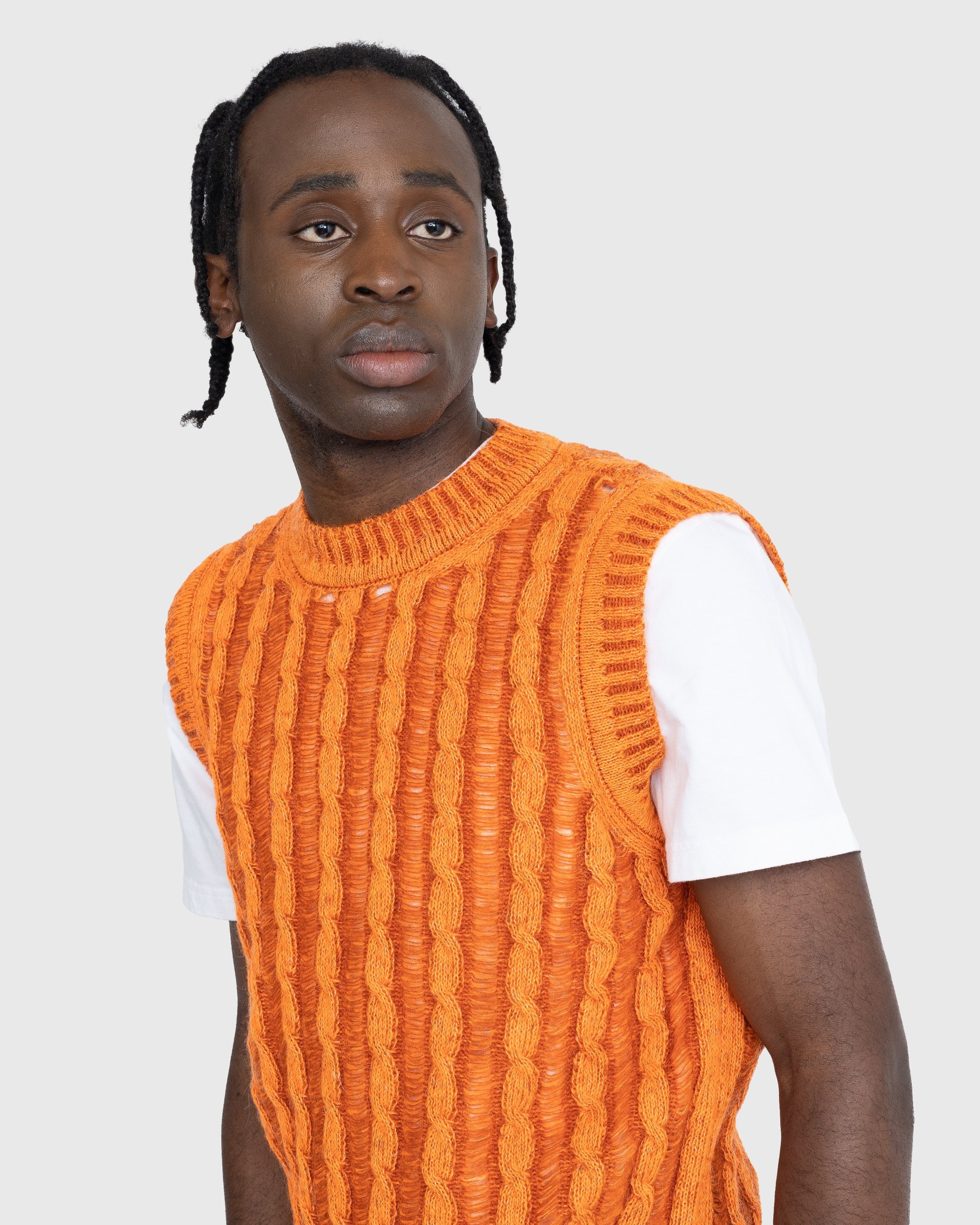 AGR – Creative Cable Mohair Vest - Knitwear - Orange - Image 3