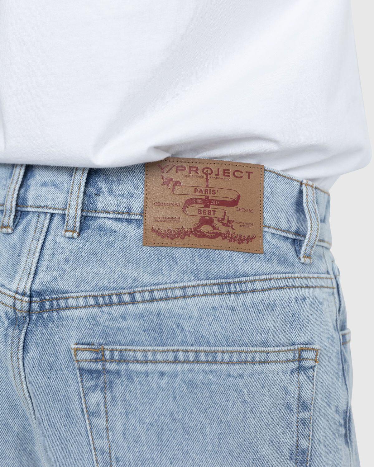 Y/Project – Pinched Logo Jeans Blue | Highsnobiety Shop