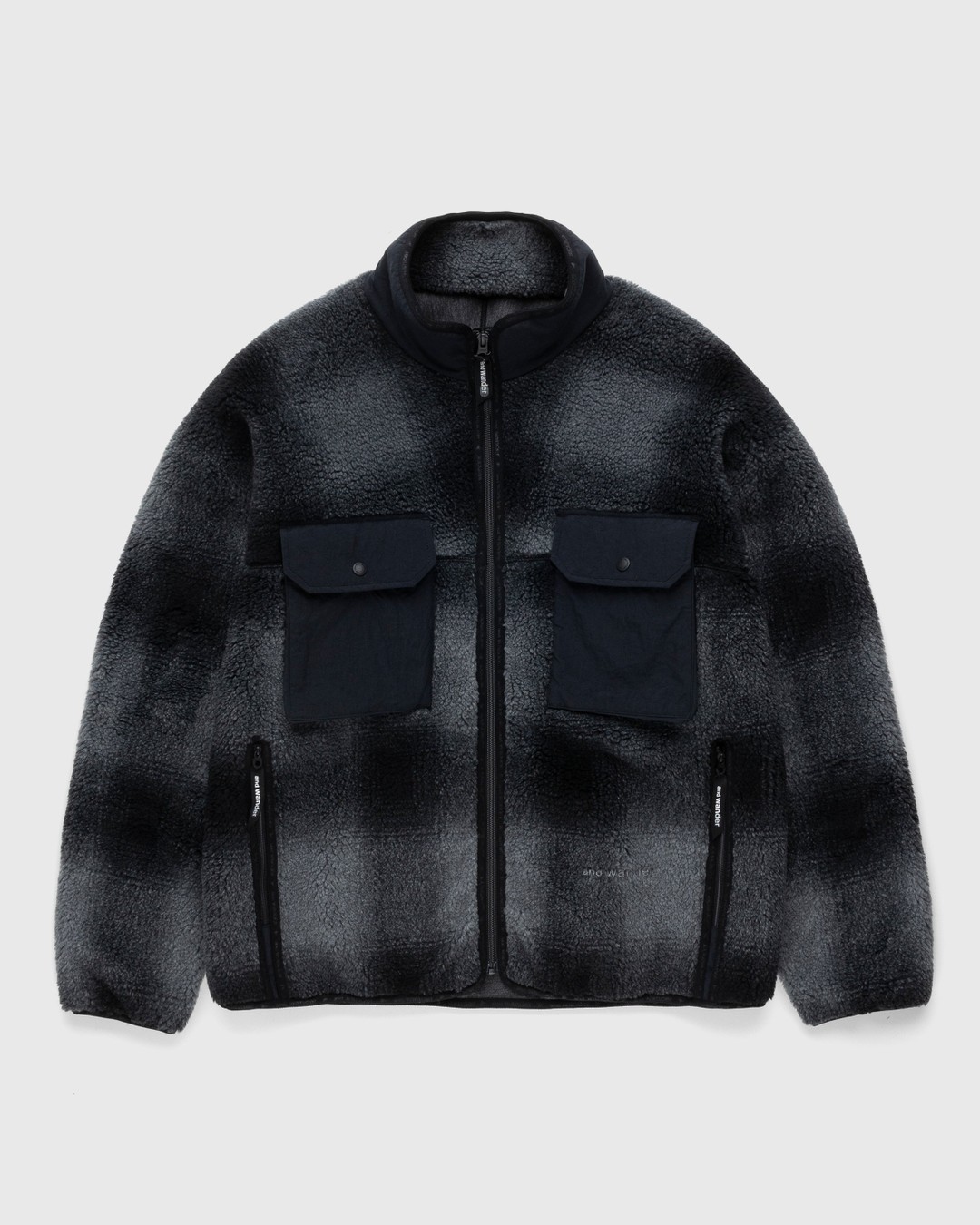 And Wander – Check Boa Jacket Black - Outerwear - Black - Image 1