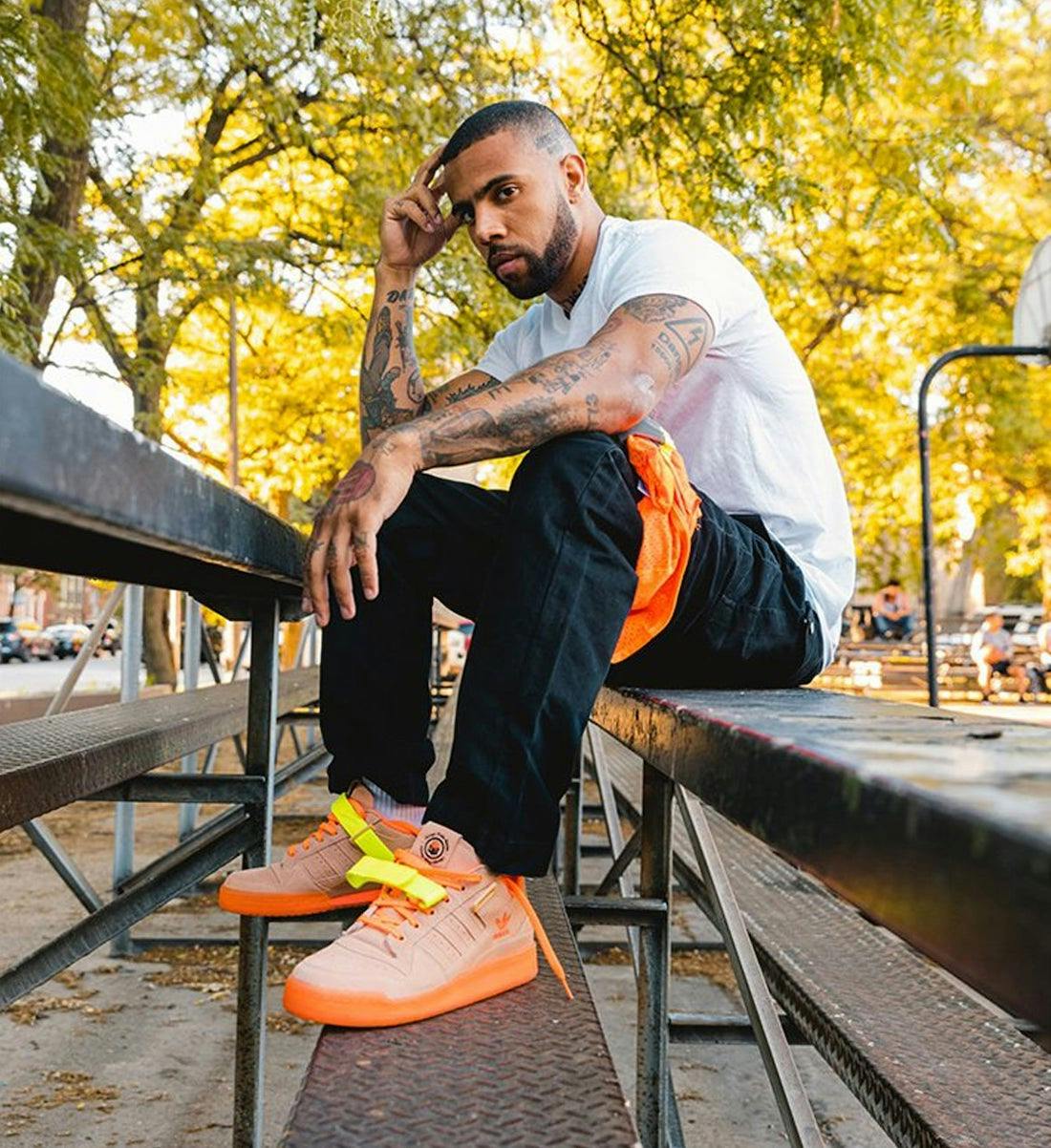 Vic Lloyd x adidas Forum Low on-foot image on a model