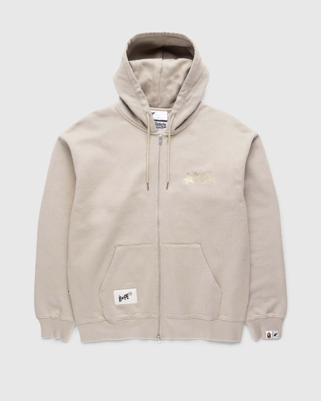 BAPE x Highsnobiety Heavy Washed Zip Hoodie Beige Highsnobiety