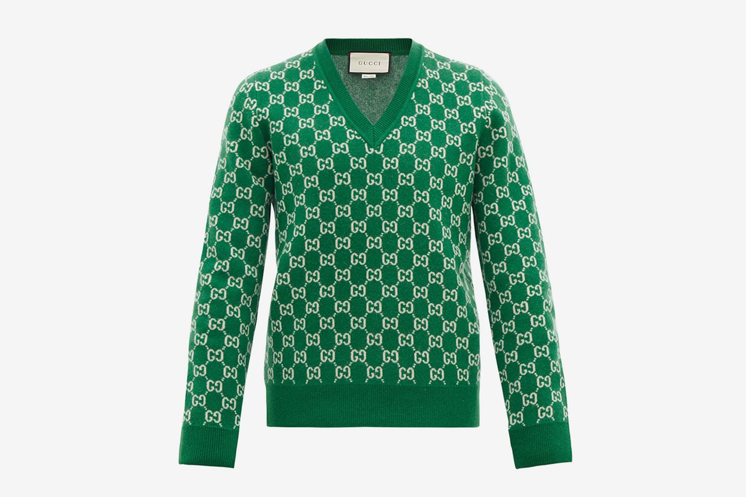 V-neck Gg-Jacquard Wool-Blend Sweater