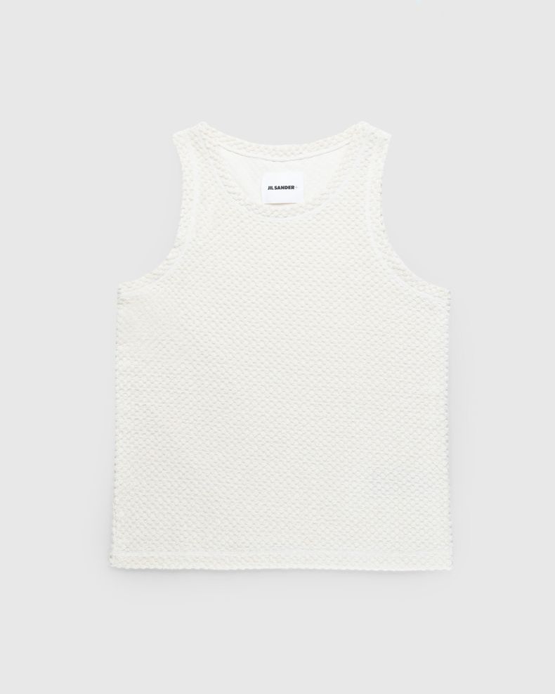 Cotton Blend Terry Tank Top Beige